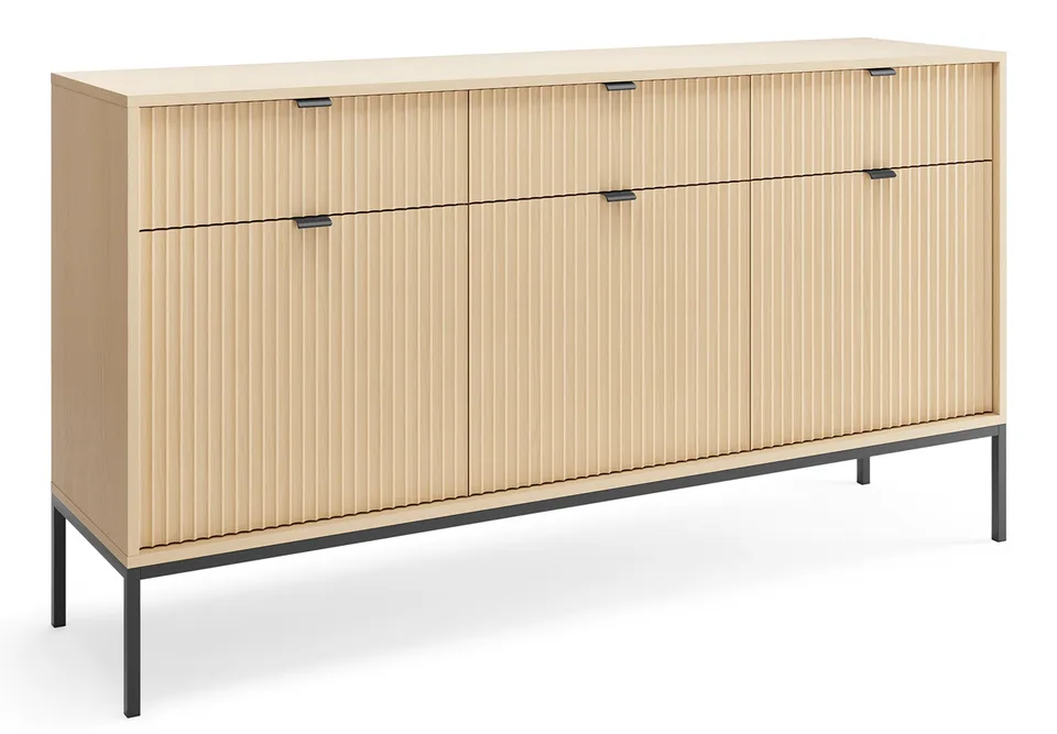 selsey-vellore-kommode-154-cm-eiche-vicenza-mit-3-schubladen-und-geriffelter-fro image 1