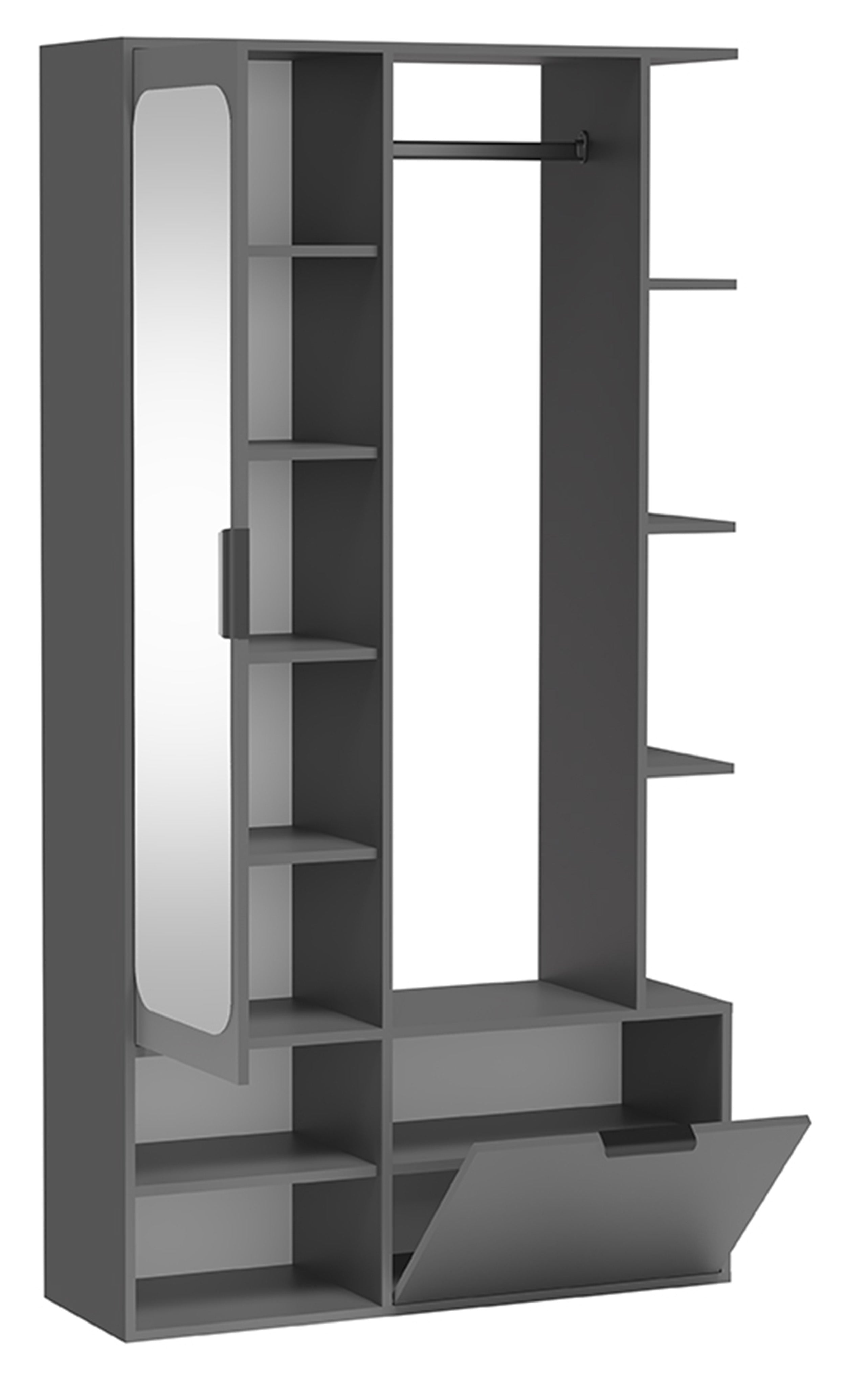 selsey-nala-flur-set-mit-spiegel-und-100-cm-kleiderstange-diamantgrau image 3