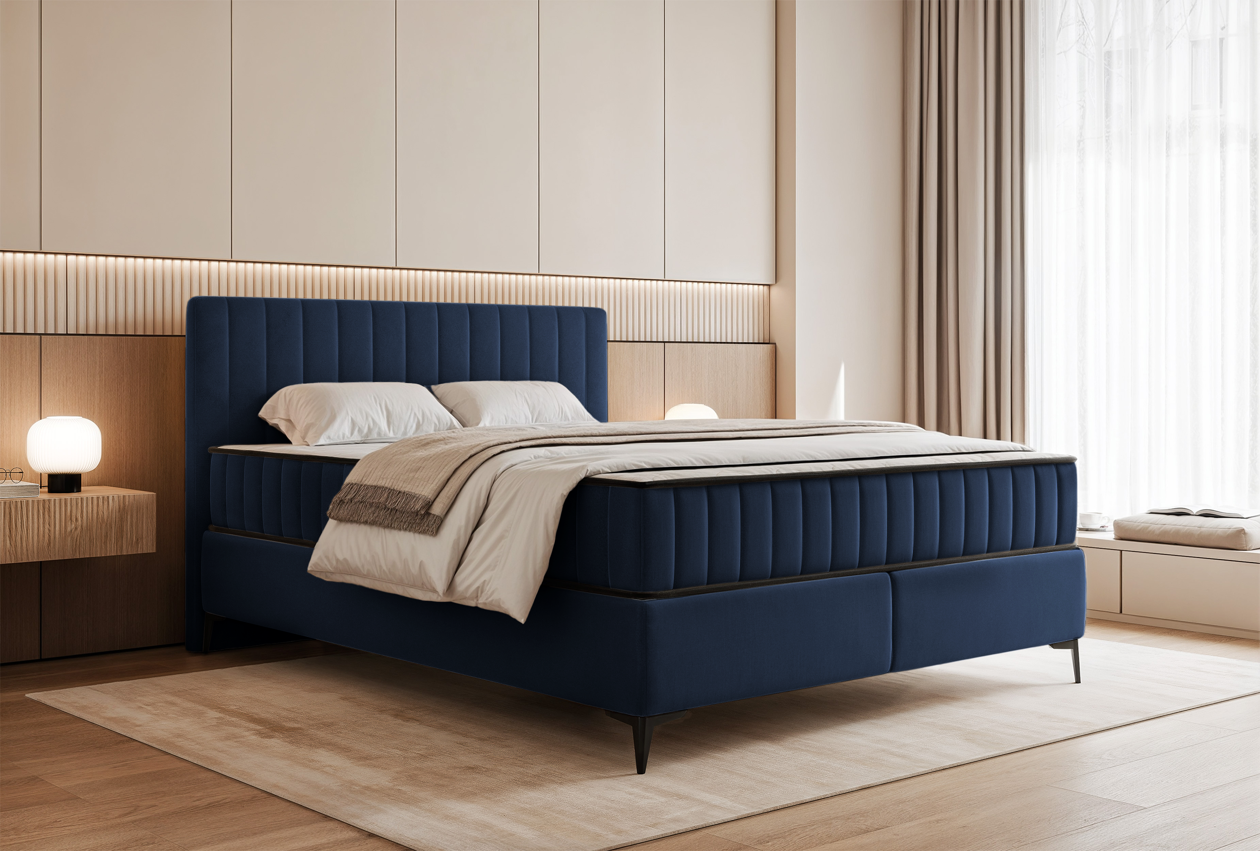 selsey-mufasso-kontinentalbett-160x200-cm-mit-stauraum-marineblauer-velours image 2