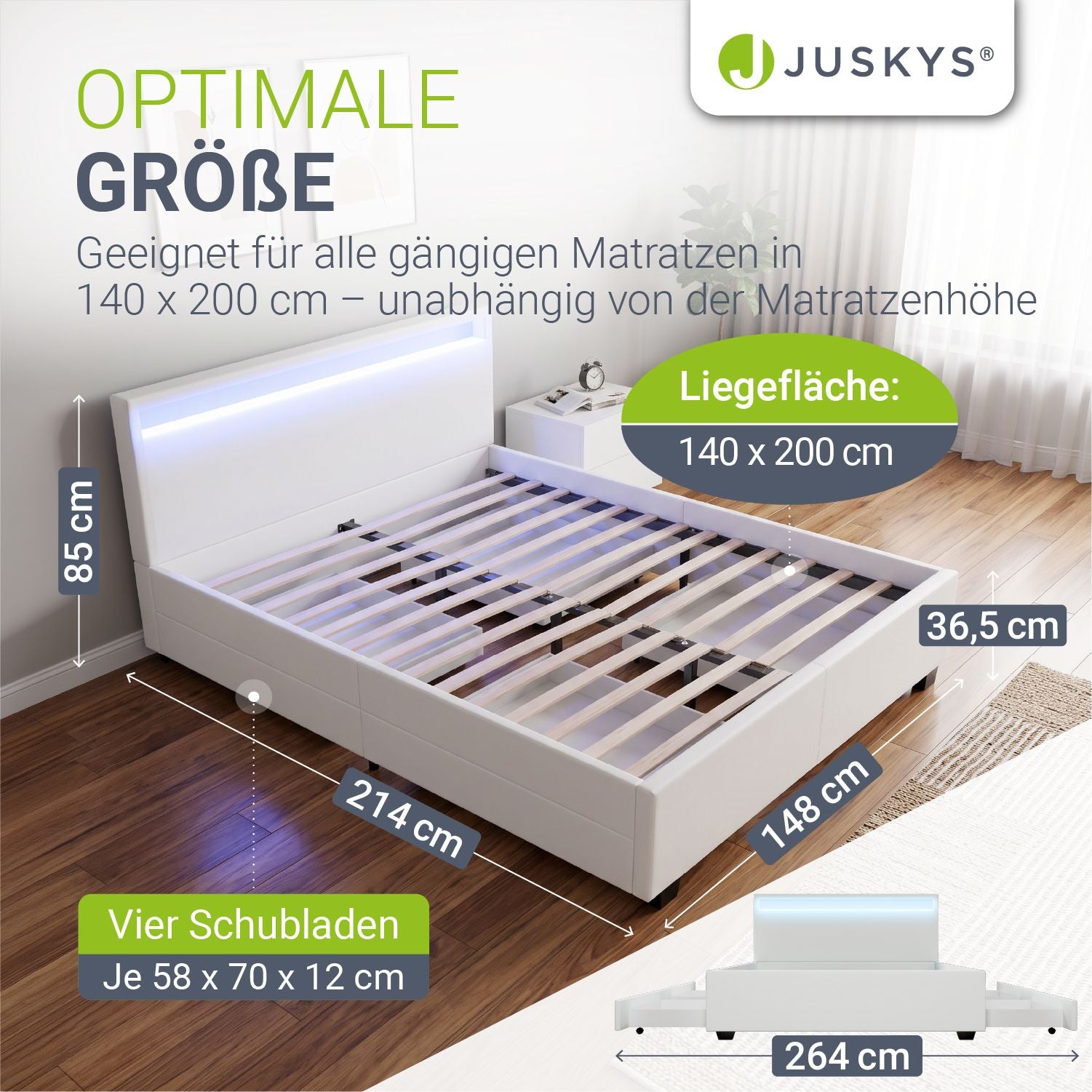 juskys-polsterbett-lyon-stauraumbett-mit-lattenrost-und-led-kopfteil image 5