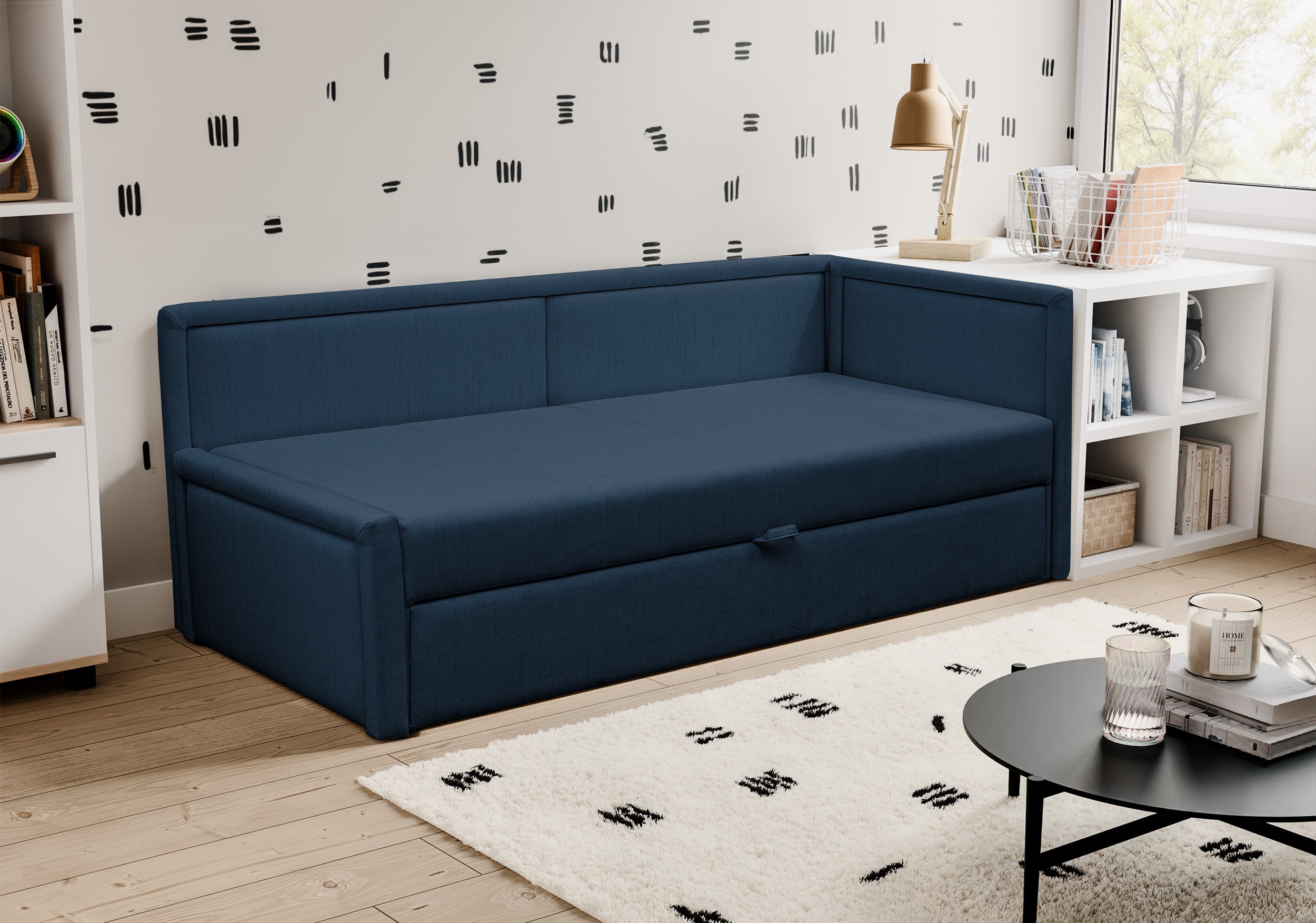 selsey-caprili-ausziehbares-doppelbett-flechtmuster-marineblau-universell image 2