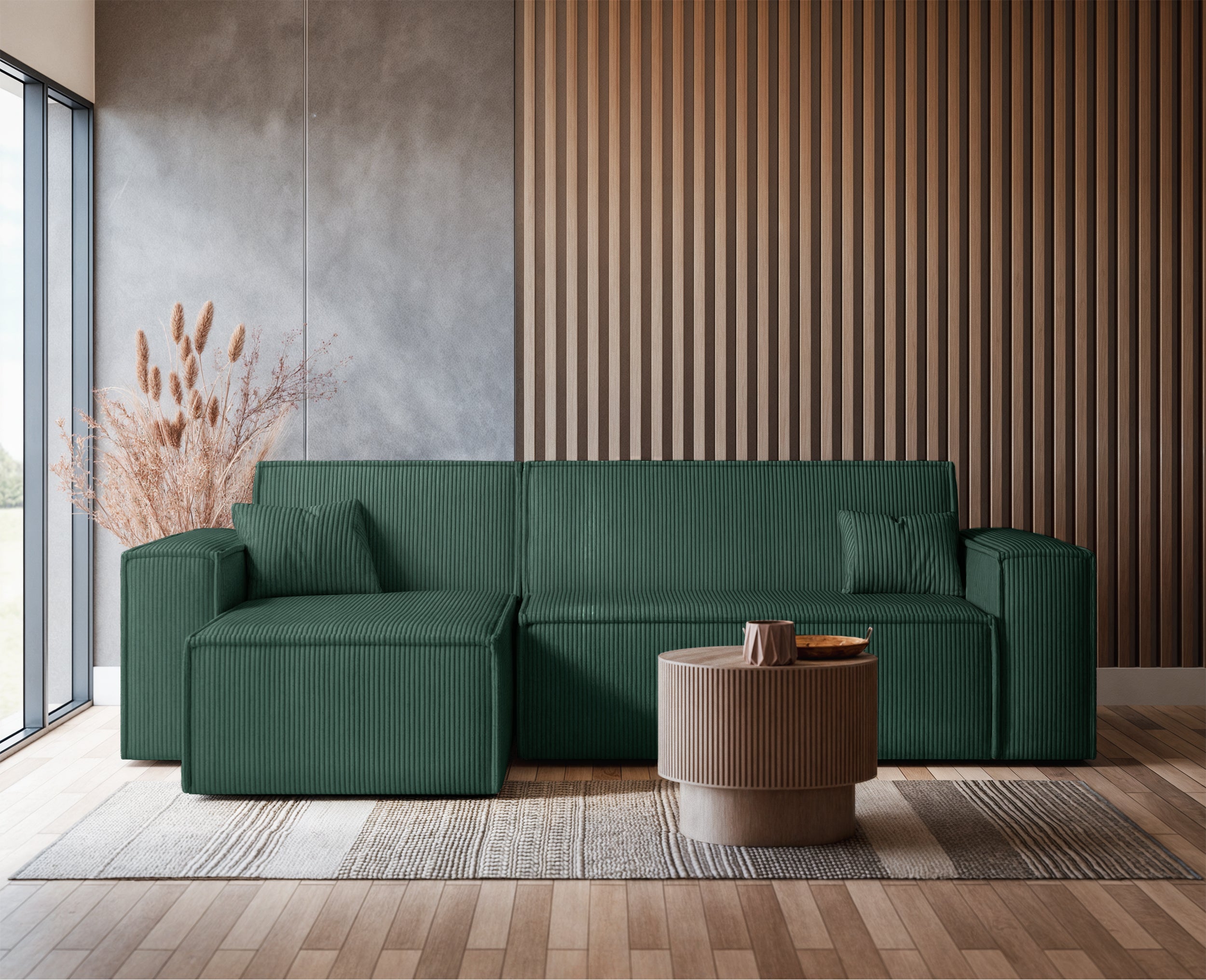 selsey-scarlo-ecksofa-mit-schlaffunktion-l-form-stauraum-dunkelgr-ner-cord image 2