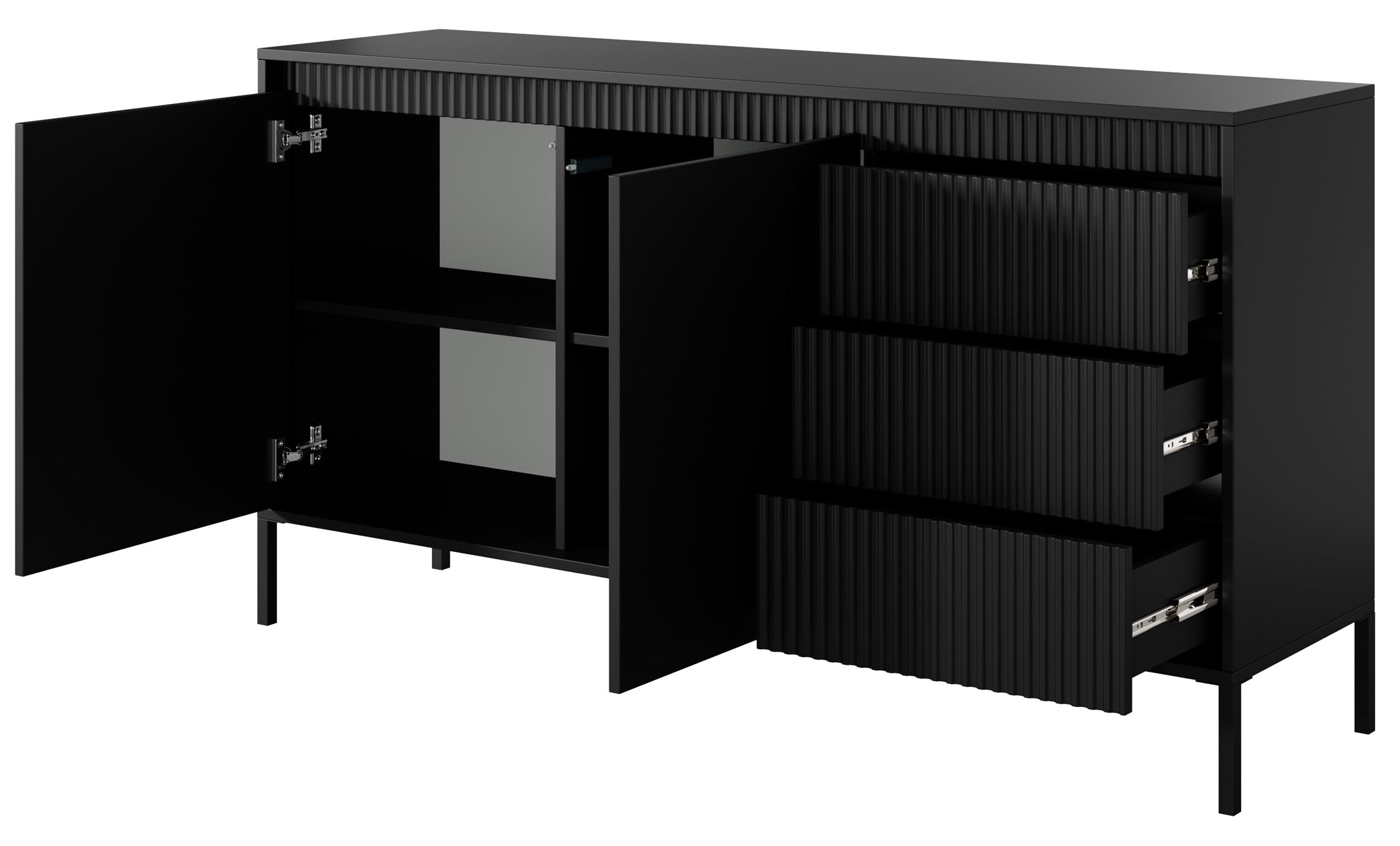 selsey-falsetto-kommode-154-cm-zweit-rig-mit-3-schubladen-gerillt-schwarz image 7