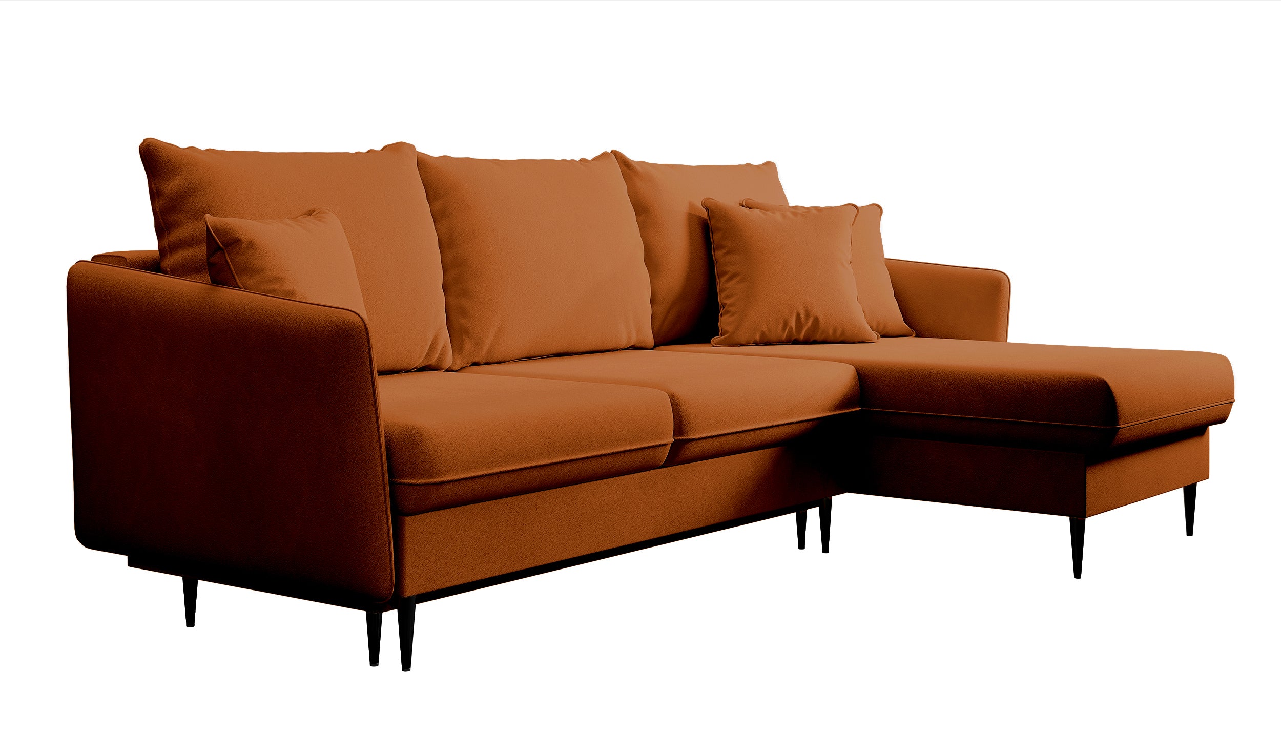 selsey-volio-ecksofa-mit-schlaffunktion-universell-kupfer-samt-schwarze-beine image 5