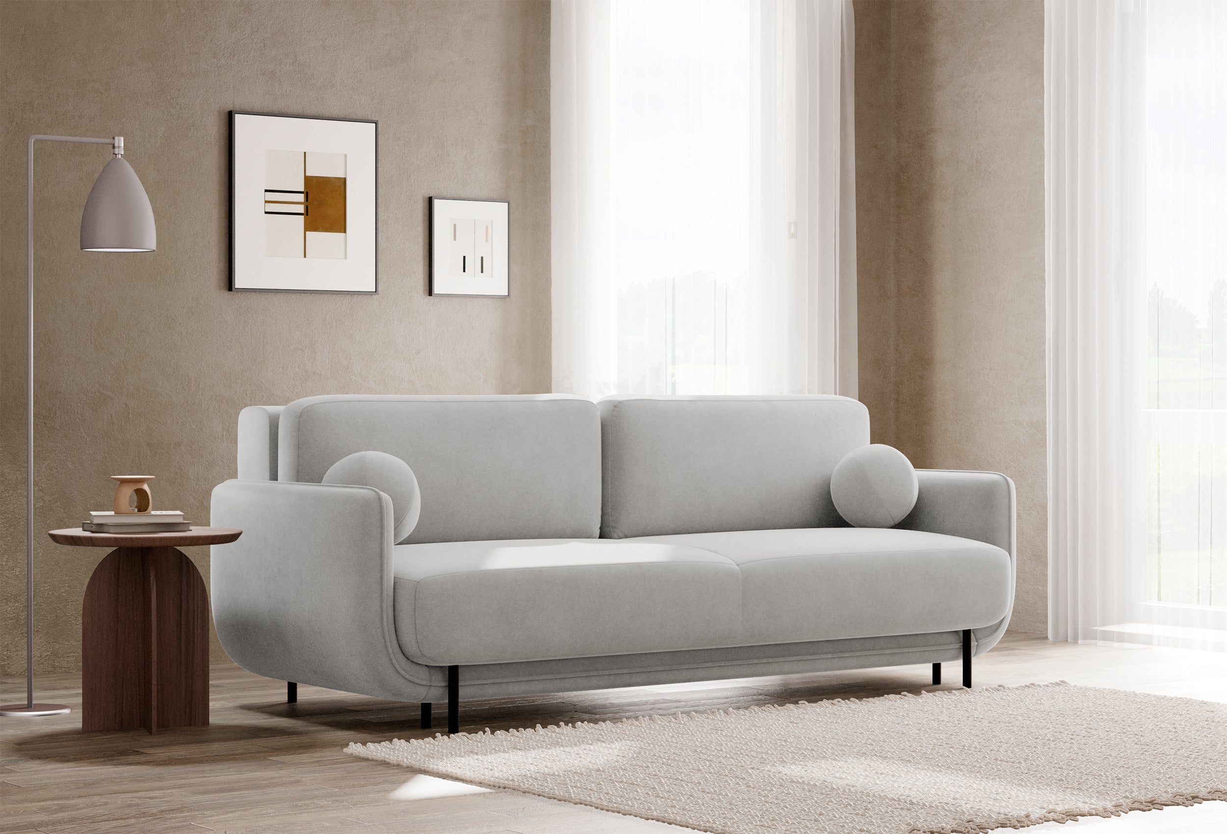 selsey-ovals-dreisitziges-schlafsofa-hellgrau-samt image 2