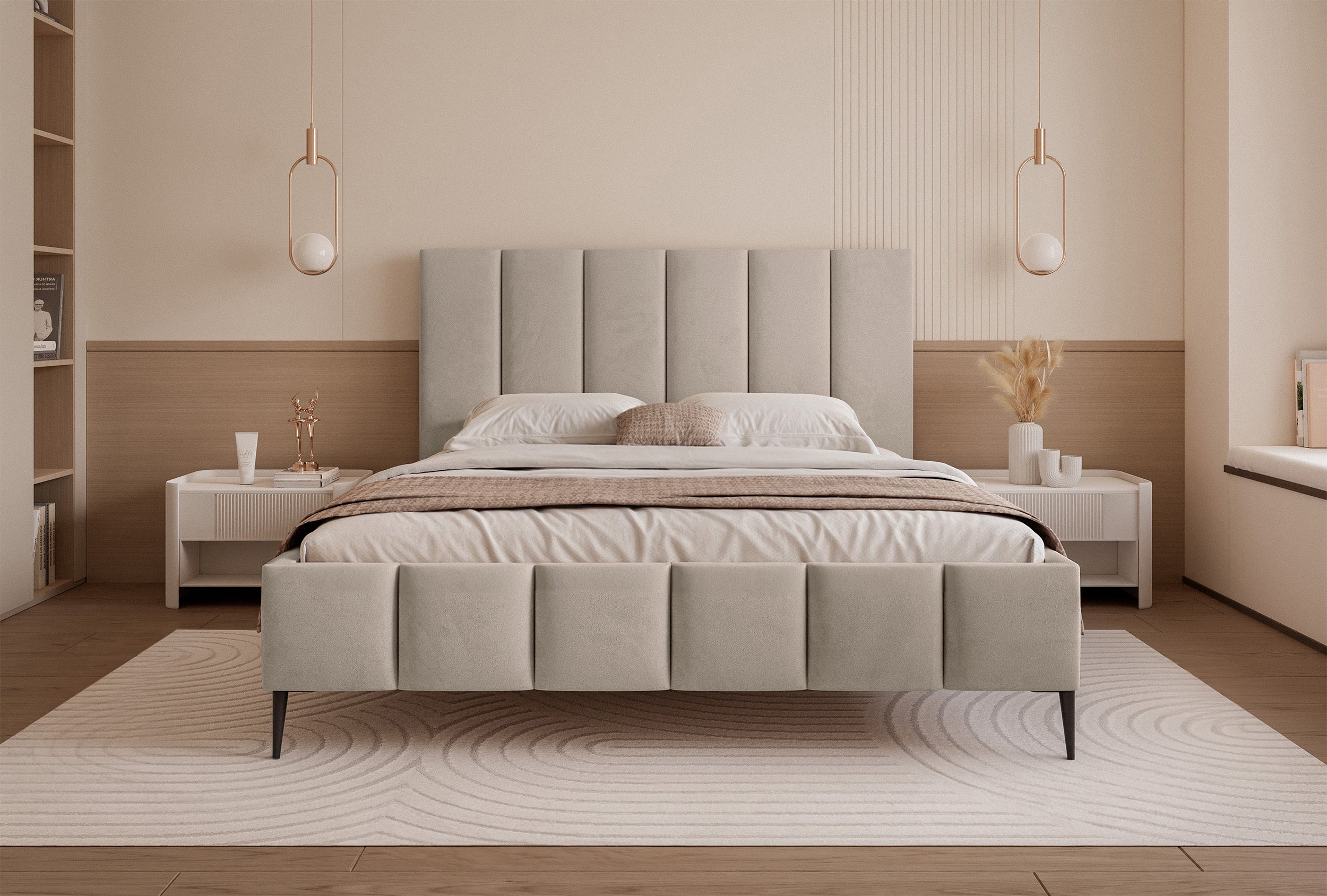 selsey-sarafino-polsterbett-140x200-cm-mit-bettkasten-grau-beige-samt-metallrahm image 3