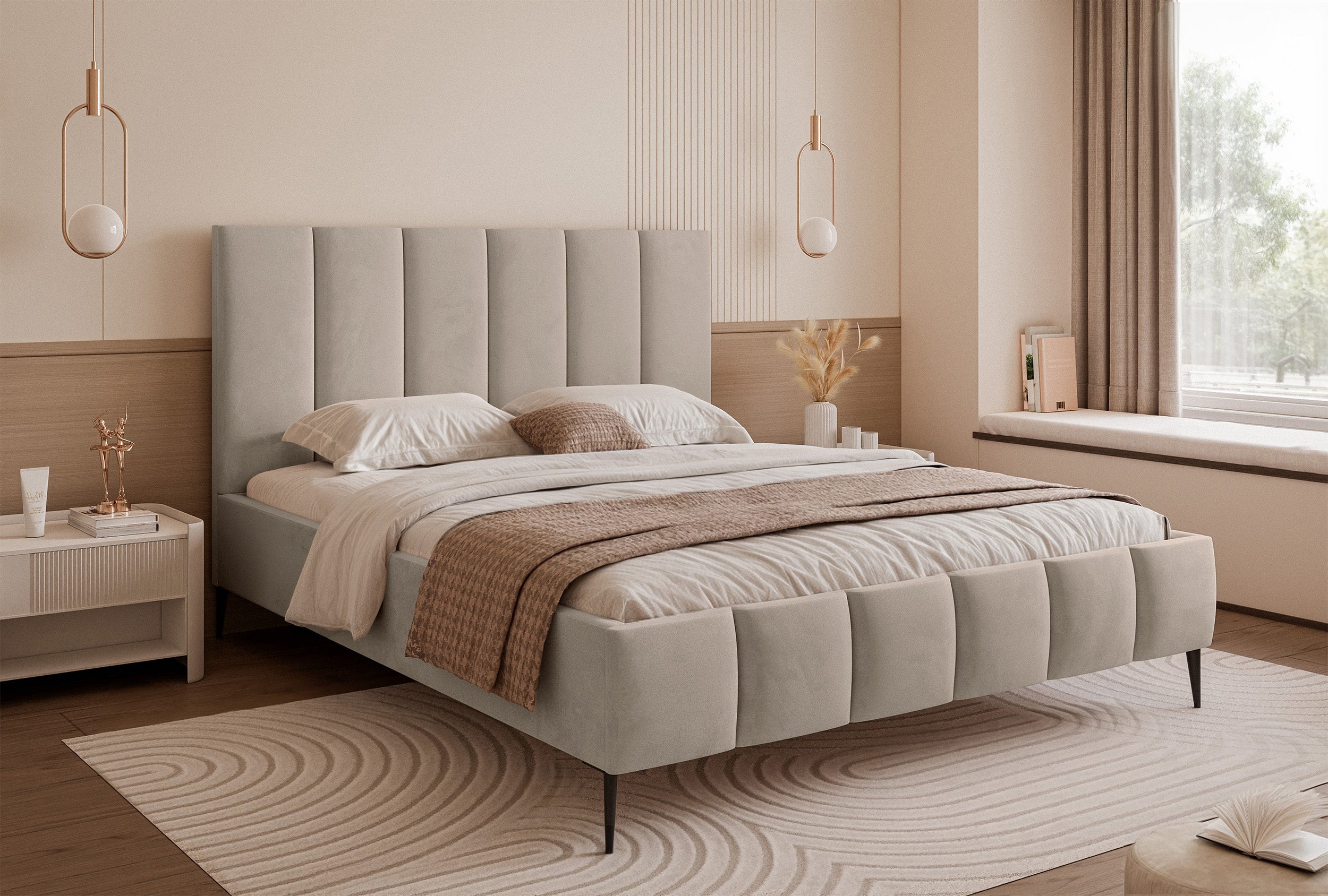 selsey-sarafino-polsterbett-180x200-cm-mit-bettkasten-grau-beige-samtvelours image 2