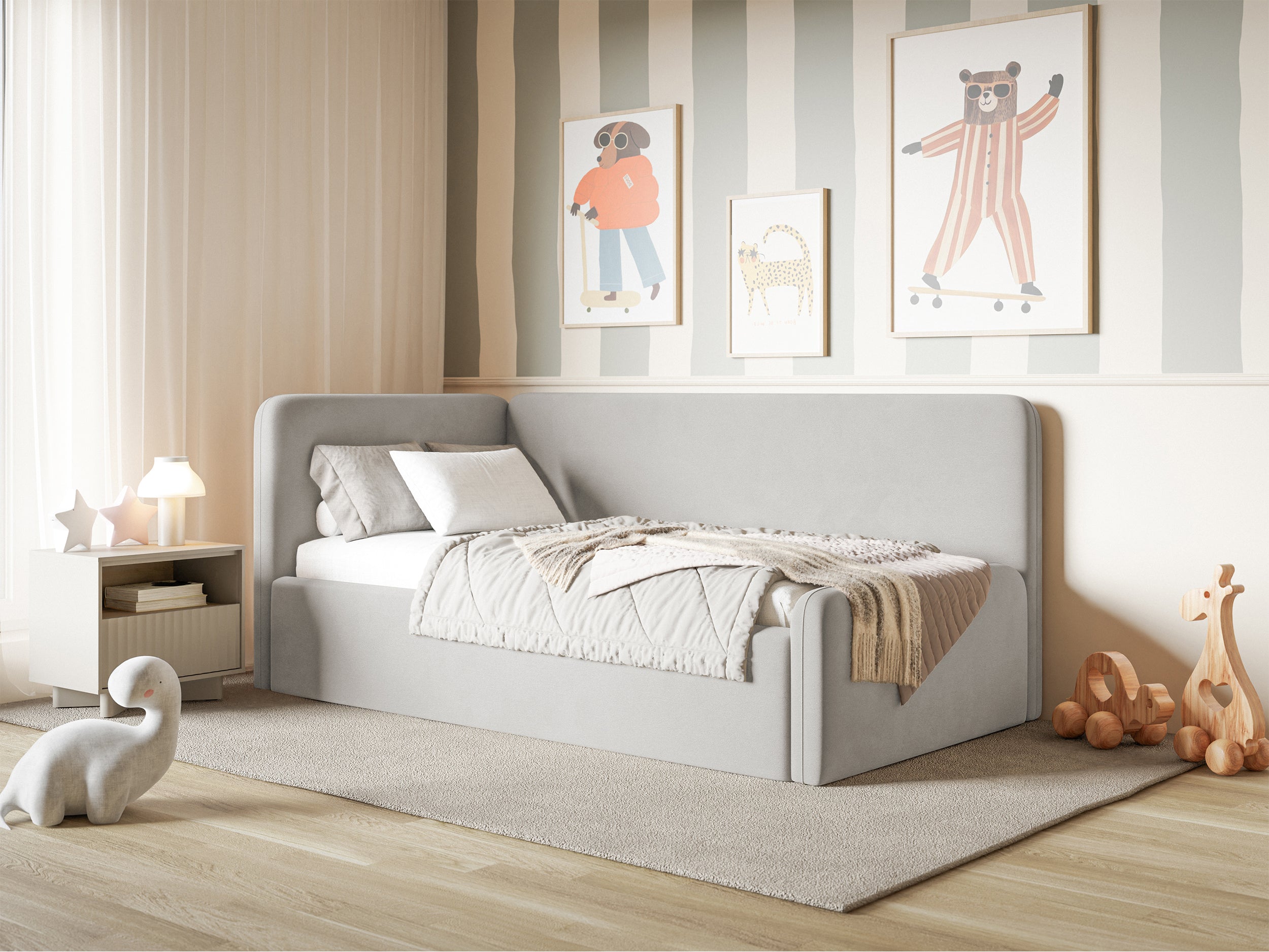 selsey-fanklo-jugendbett-90x200-cm-links-mit-stauraum-hellgrauer-samt image 5