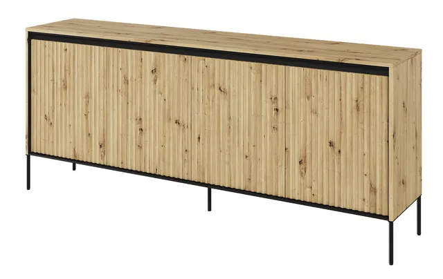 selsey-trend-niedrige-kommode-193-cm-vierfl-gelig-mit-led-artisan-eiche image 1