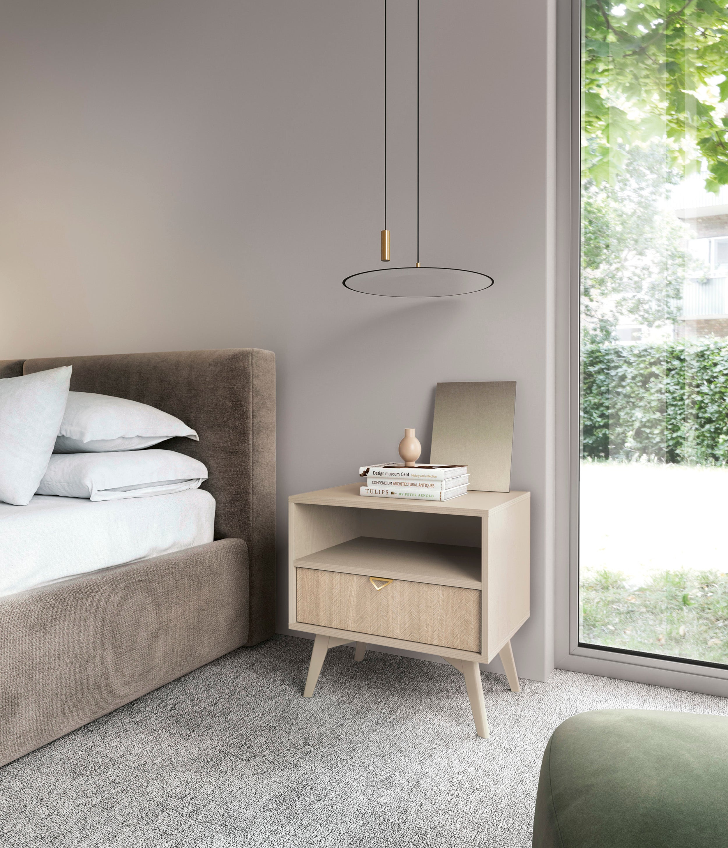 selsey-favoria-nachttisch-mit-schublade-54-cm-beige-scandi-fischgr-tmuster-golde image 2