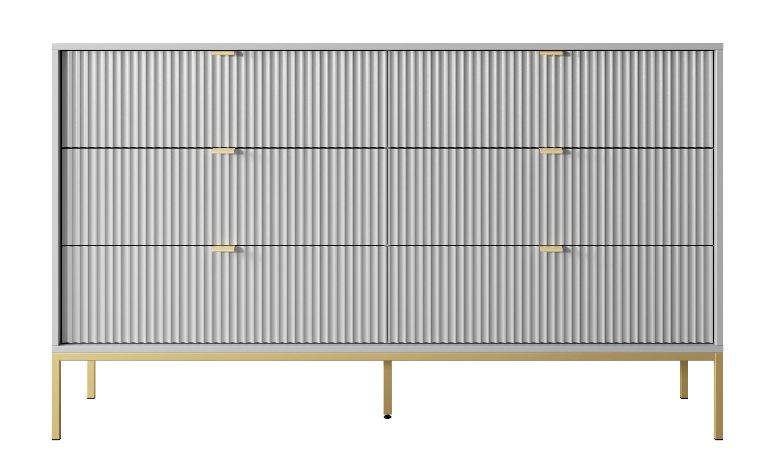 selsey-vellore-kommode-mit-6-schubladen-154-cm-grau-mit-rillenfronten-und-golden image 3