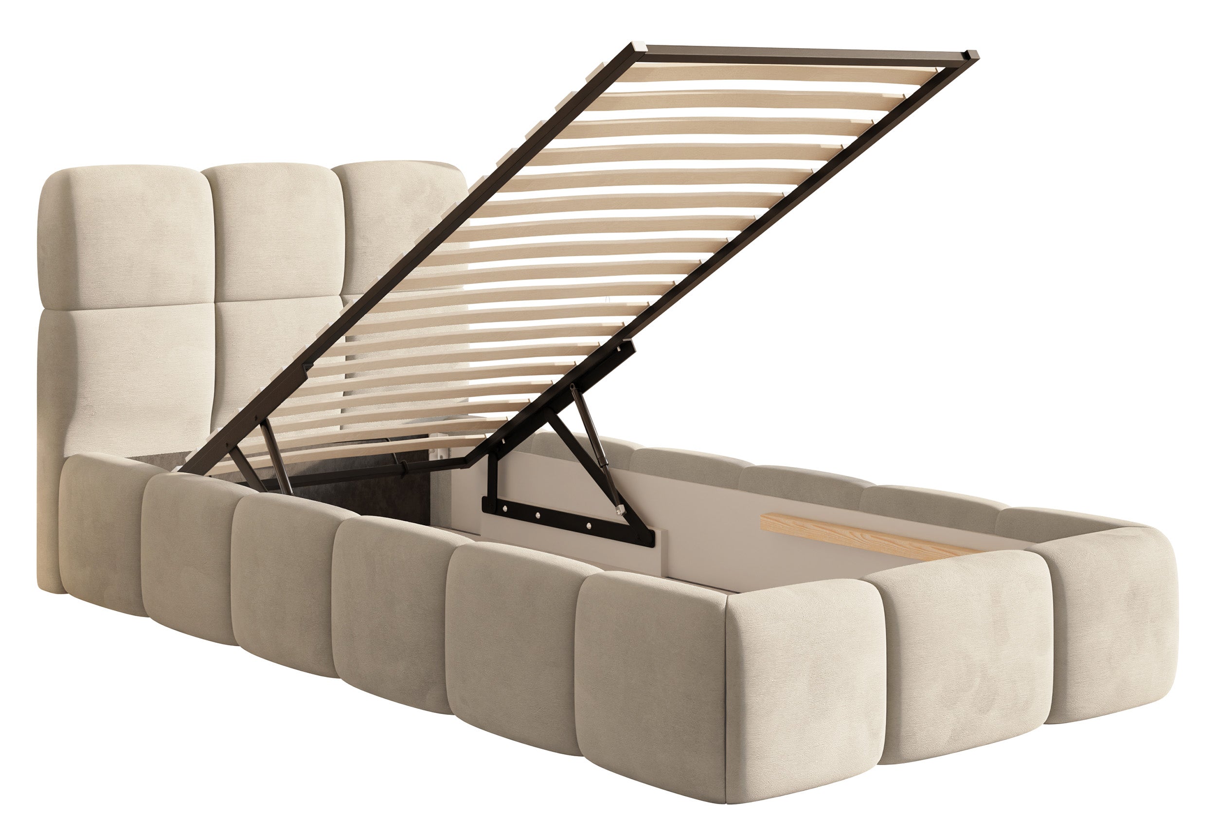 selsey-cloudy-polsterbett-90x200-cm-hellbeige-samt-wasserabweisend-mit-stauraum- image 3