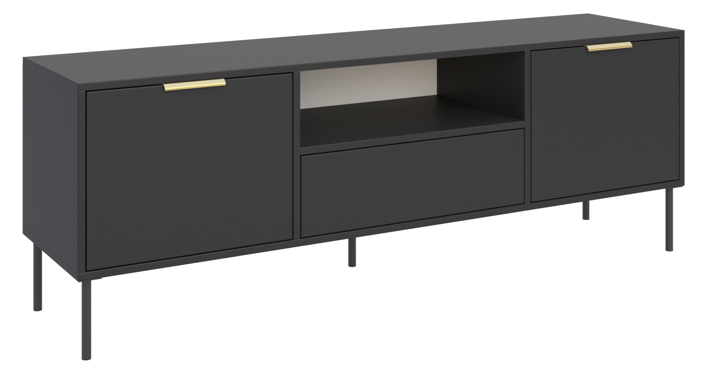 selsey-vena-tv-schrank-160-cm-zweit-rig-mit-schublade-schwarz image 1