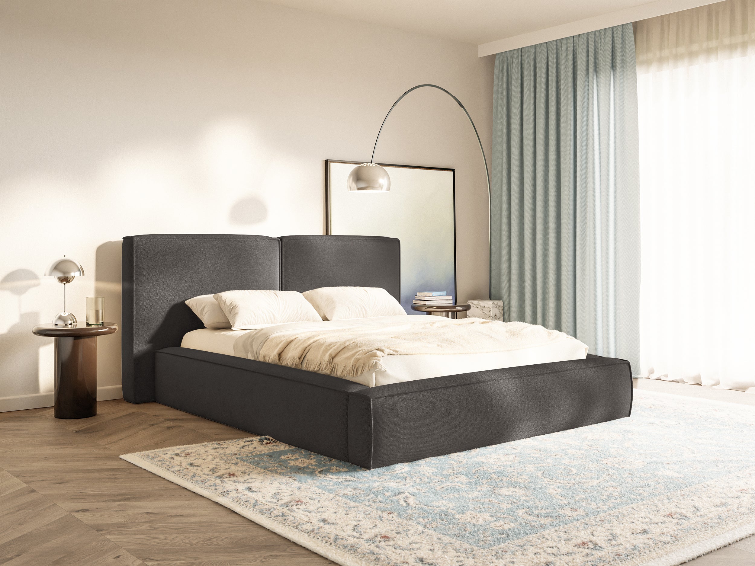 selsey-tilves-gepolstertes-bett-200x200-cm-mit-stauraum-metallrahmen-graphit-che image 2