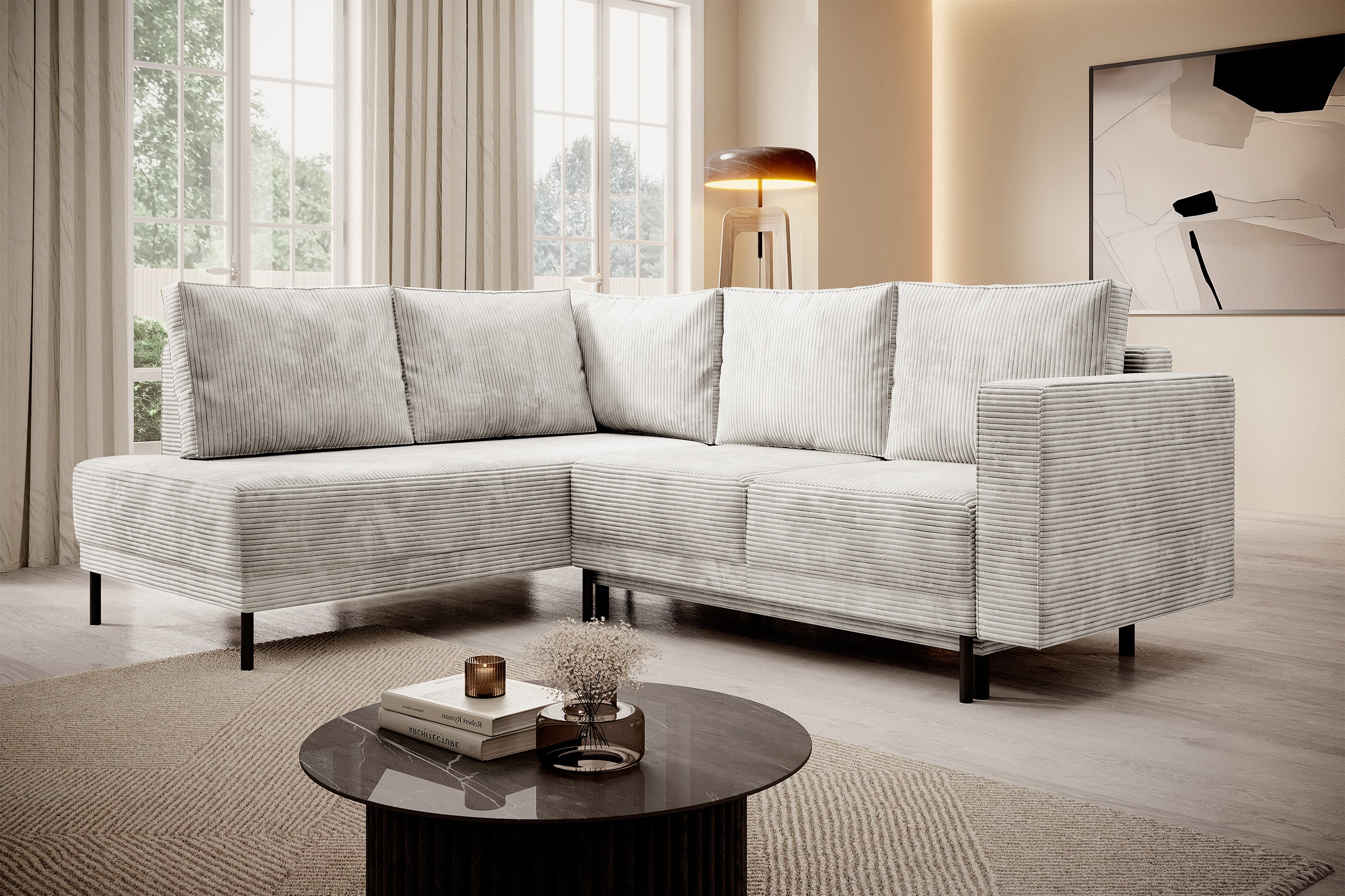 selsey-rodario-ecksofa-links-mit-schlaffunktion-und-bettkasten-grau-beiger-cord image 2