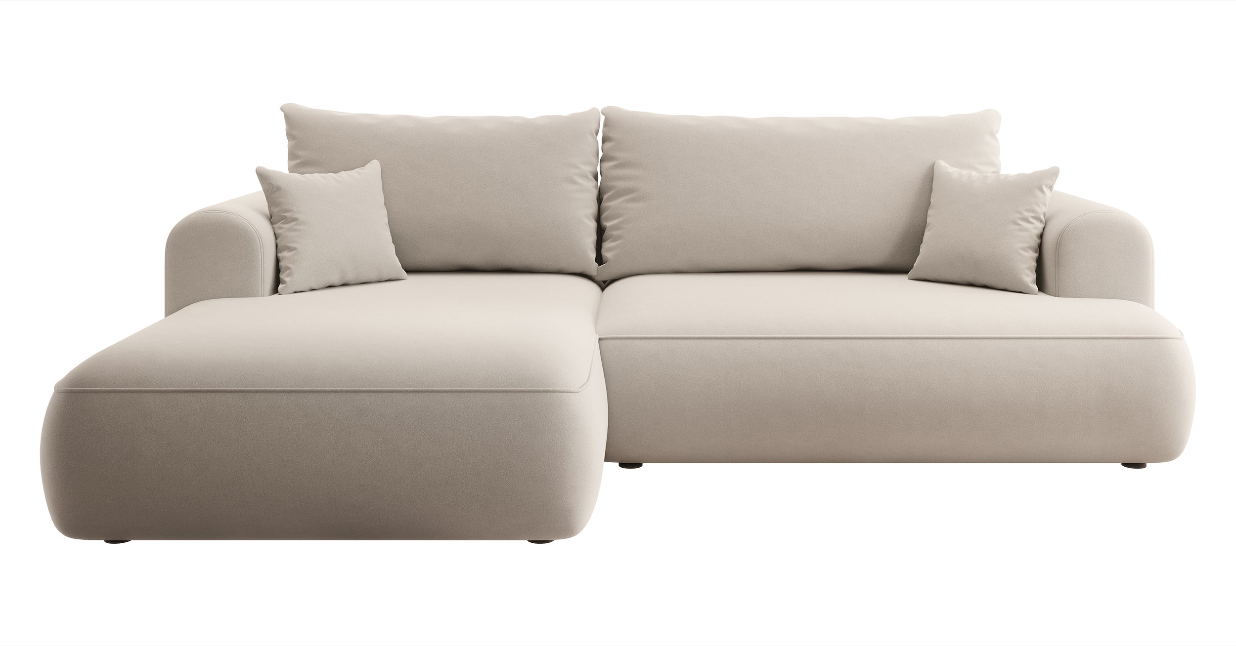 selsey-ovo-ecksofa-links-mit-schlaffunktion-und-stauraum-hellbeiger-samt image 1