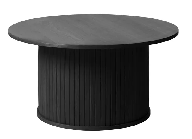 selsey-gativel-runder-holztisch-90-cm-mit-runder-basis-lamellen-eiche-schwarz image 1
