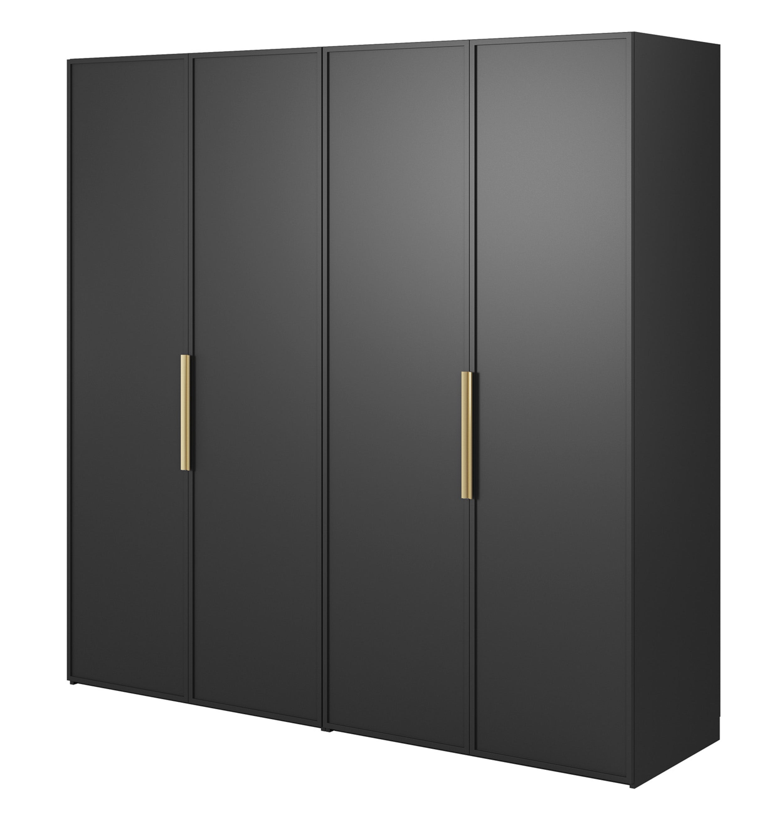 selsey-frame-viertr-riger-kleiderschrank-200-cm-schwarz-mit-kleiderstange-regale image 1