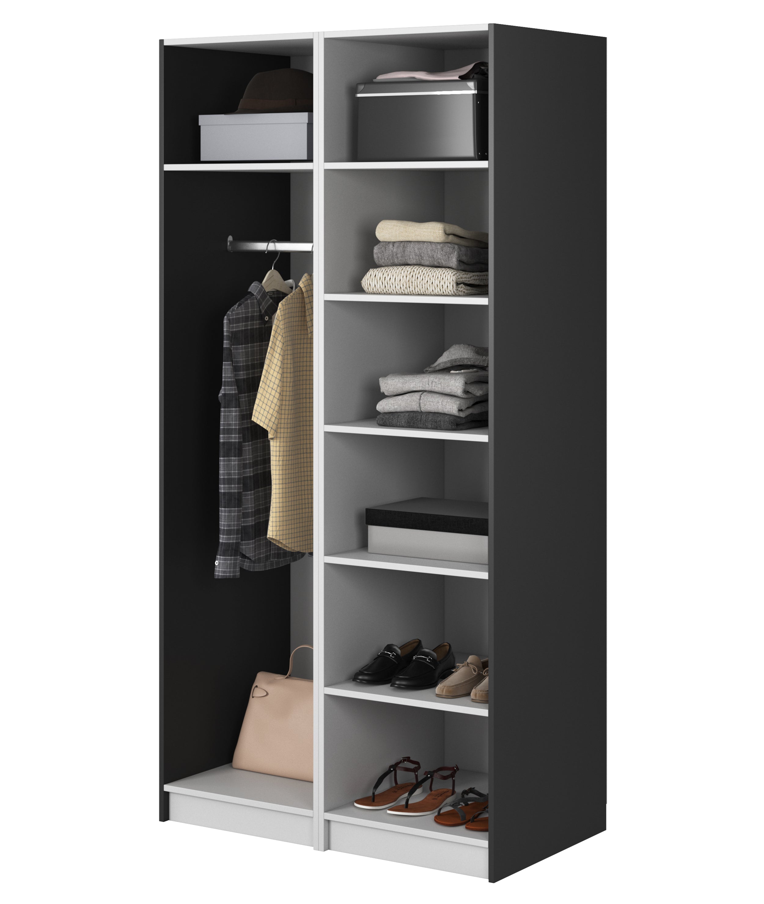 selsey-moonir-kleiderschrank-zweit-rig-100-cm-schwarz-mit-kleiderstange-regalen image 3