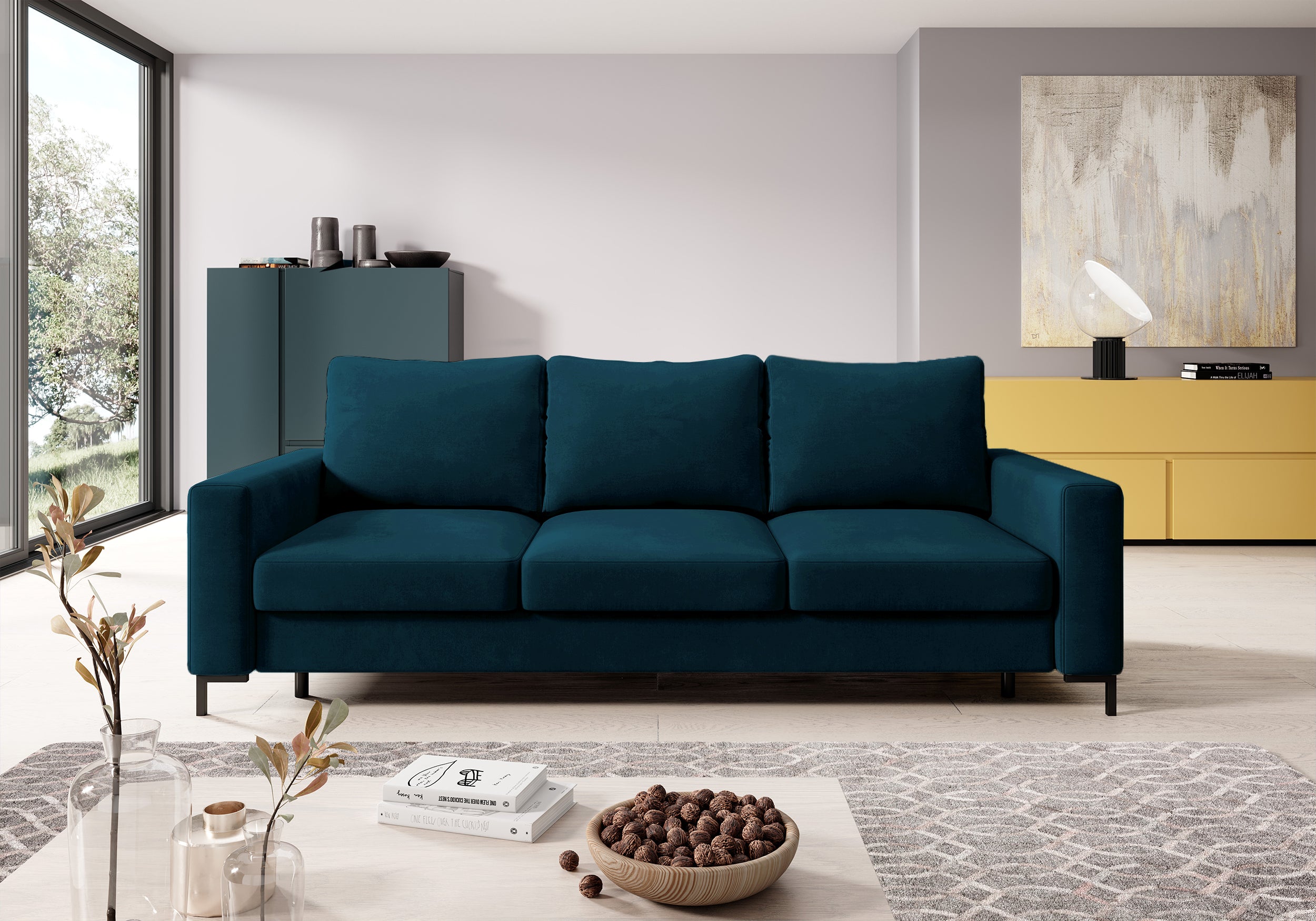 selsey-mokpeo-dreisitziges-ausklappbares-sofa-mit-stauraum-dunkelblauer-samtvelo image 2