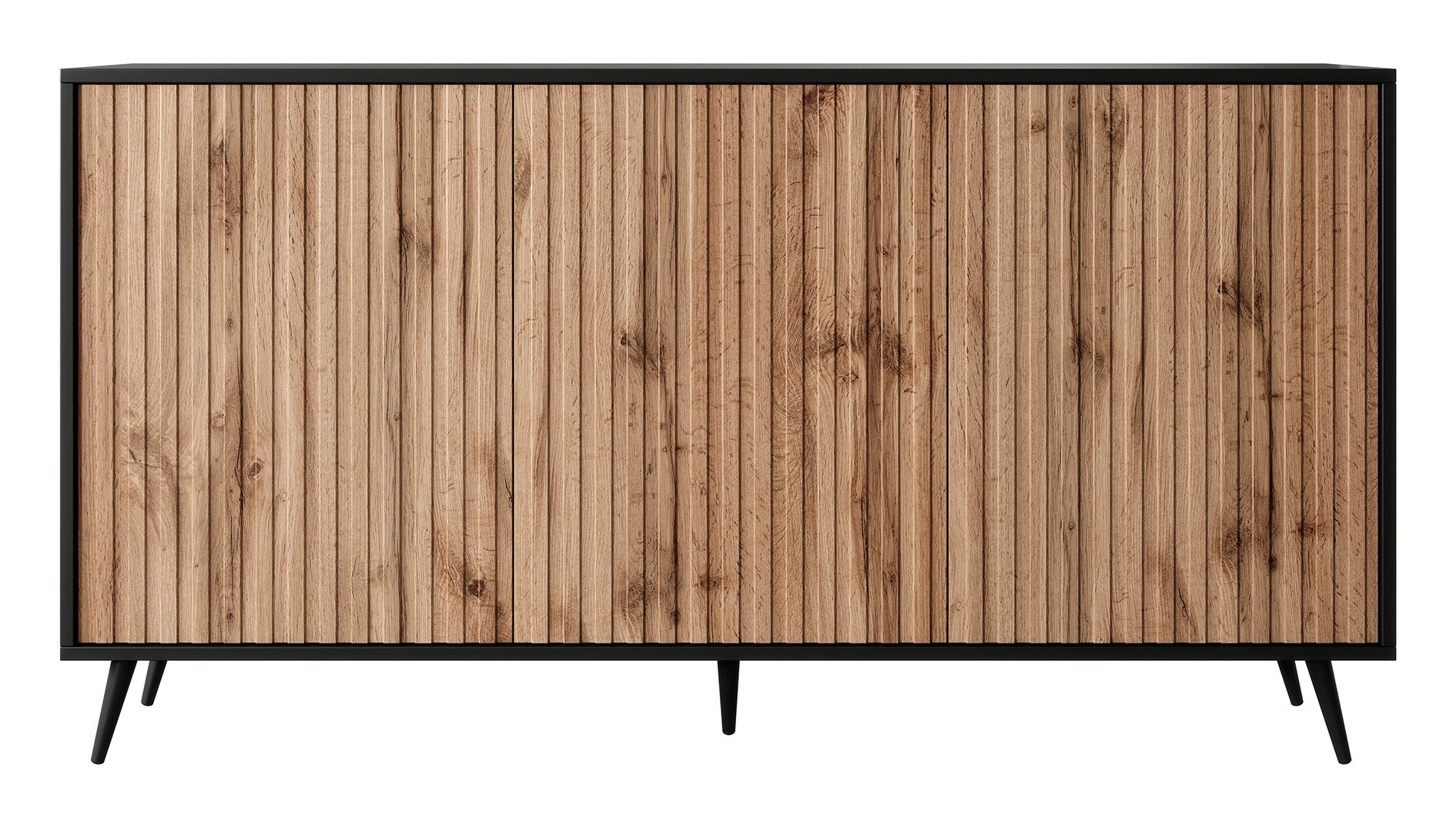 selsey-bello-kommode-154-cm-mit-lamellenfront-schwarz-wotan-eiche image 8