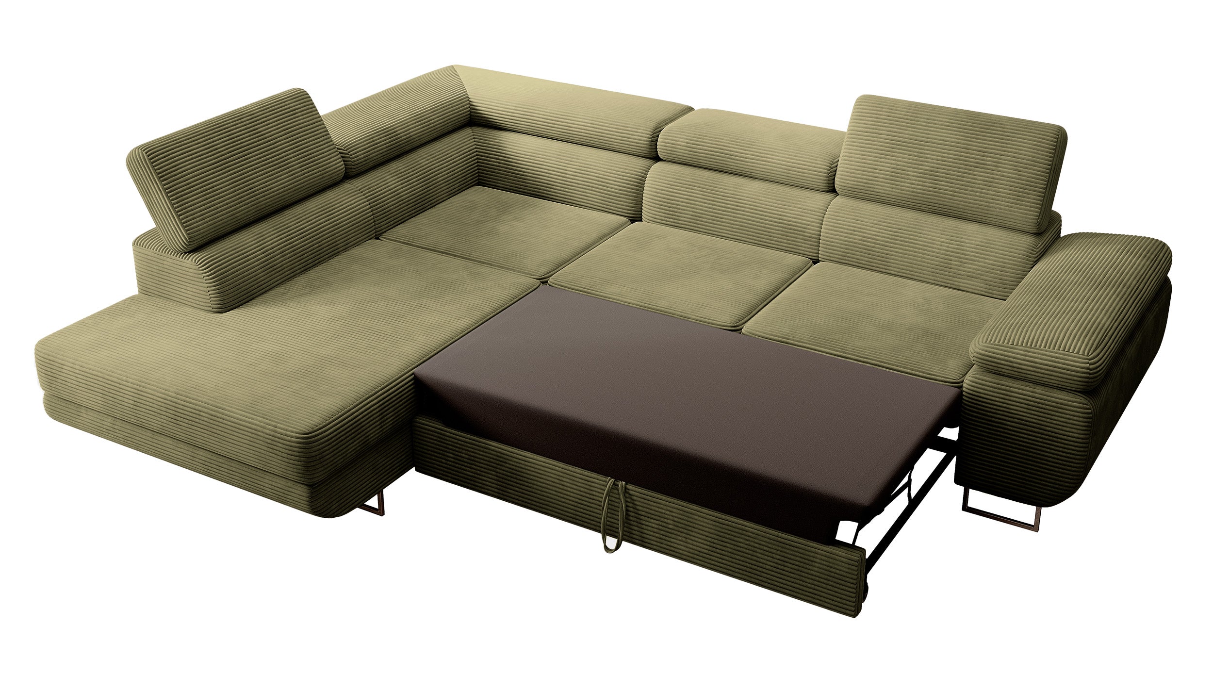 selsey-stevil-ecksofa-l-links-mit-schlaffunktion-und-stauraum-olivgr-ner-cord image 3