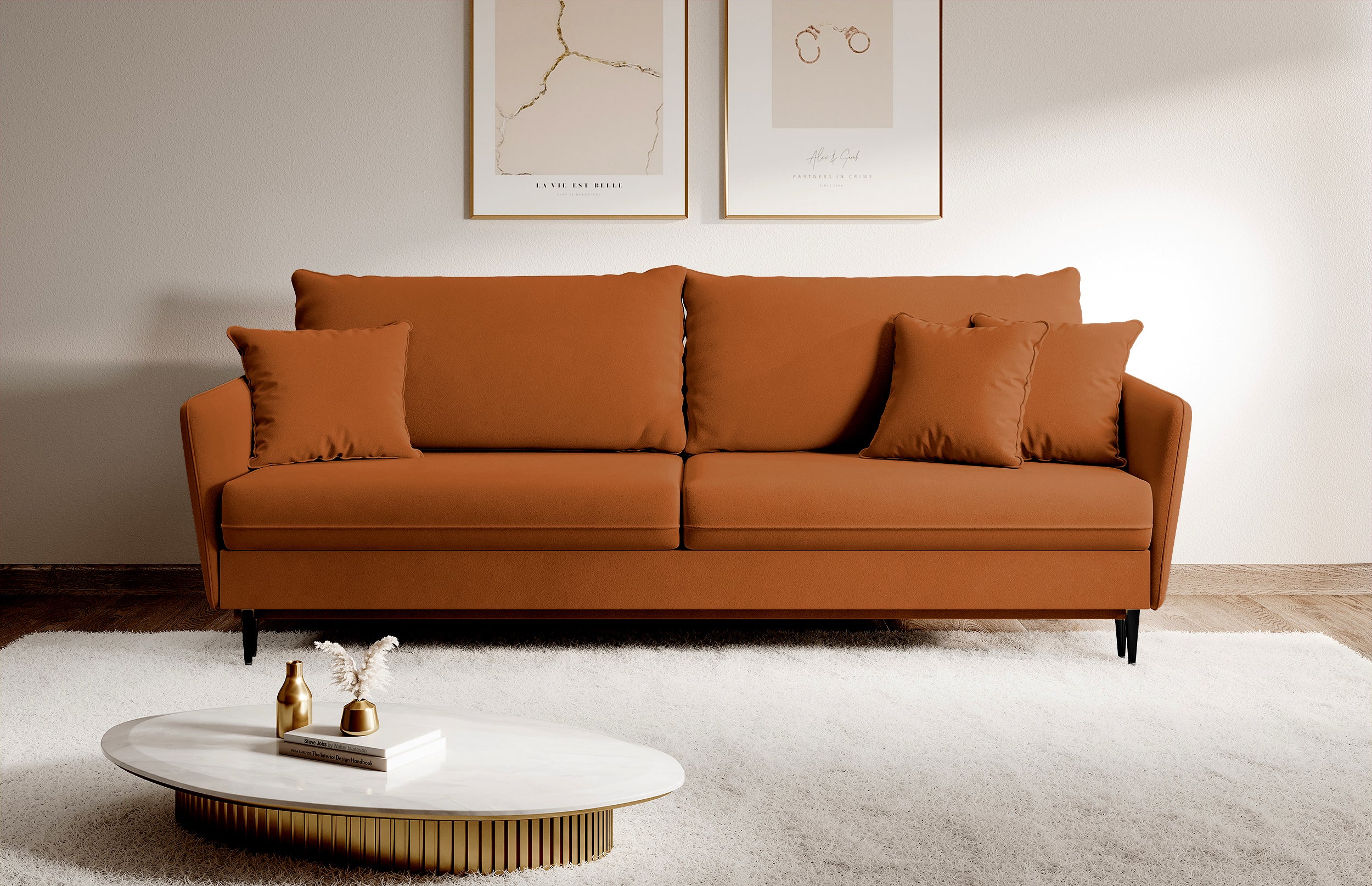 selsey-volio-3-sitzer-ausklapp-sofa-in-kupferfarbenem-samt-hydrophob-schwarze-be image 4