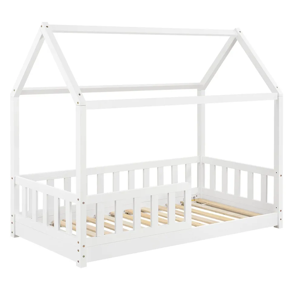 juskys-kinderbett-marli-hausbett-80-x-160-cm-natur-mit-rausfallschutz-lattenrost image 1