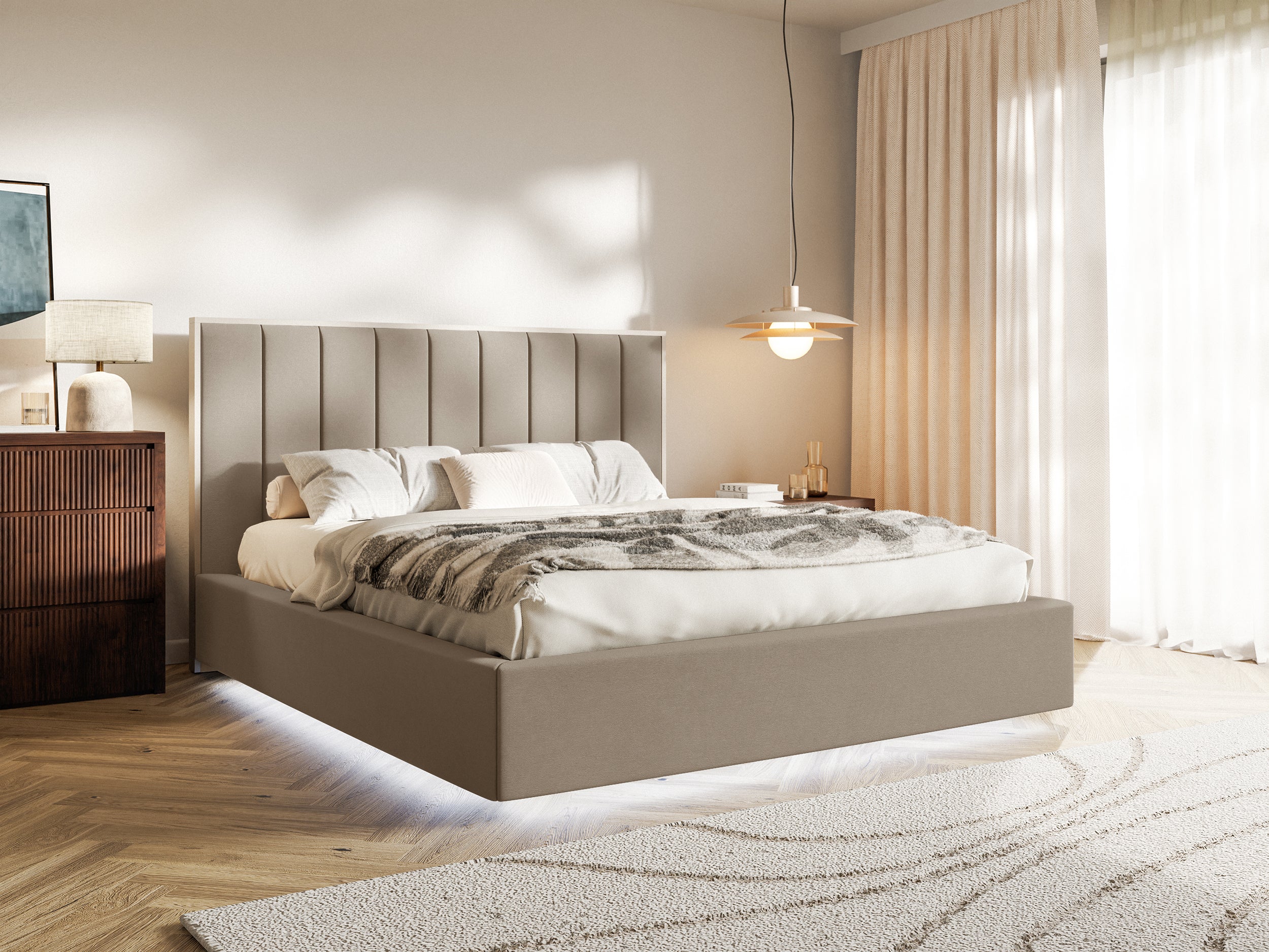 selsey-togents-polsterbett-140x200-cm-mit-led-beleuchtung-brauner-wasserabweisen image 2