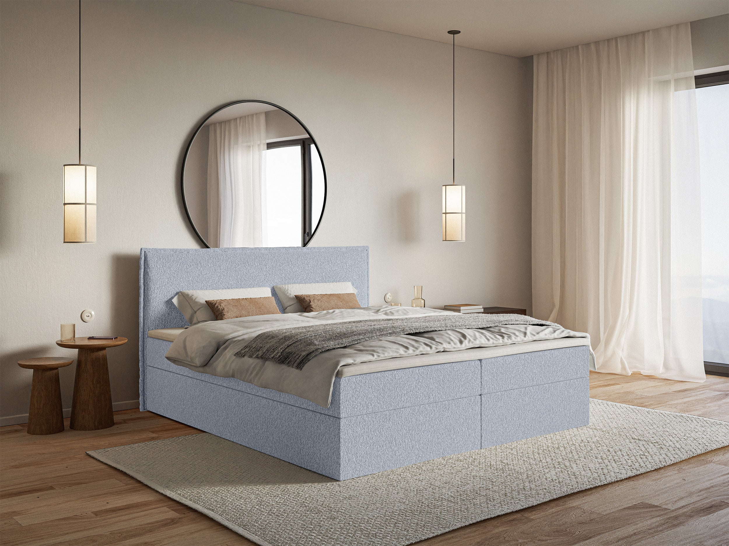 selsey-softie-kontinentalbett-140x200-cm-hellblaue-chenille-mit-stauraum-und-top image 2