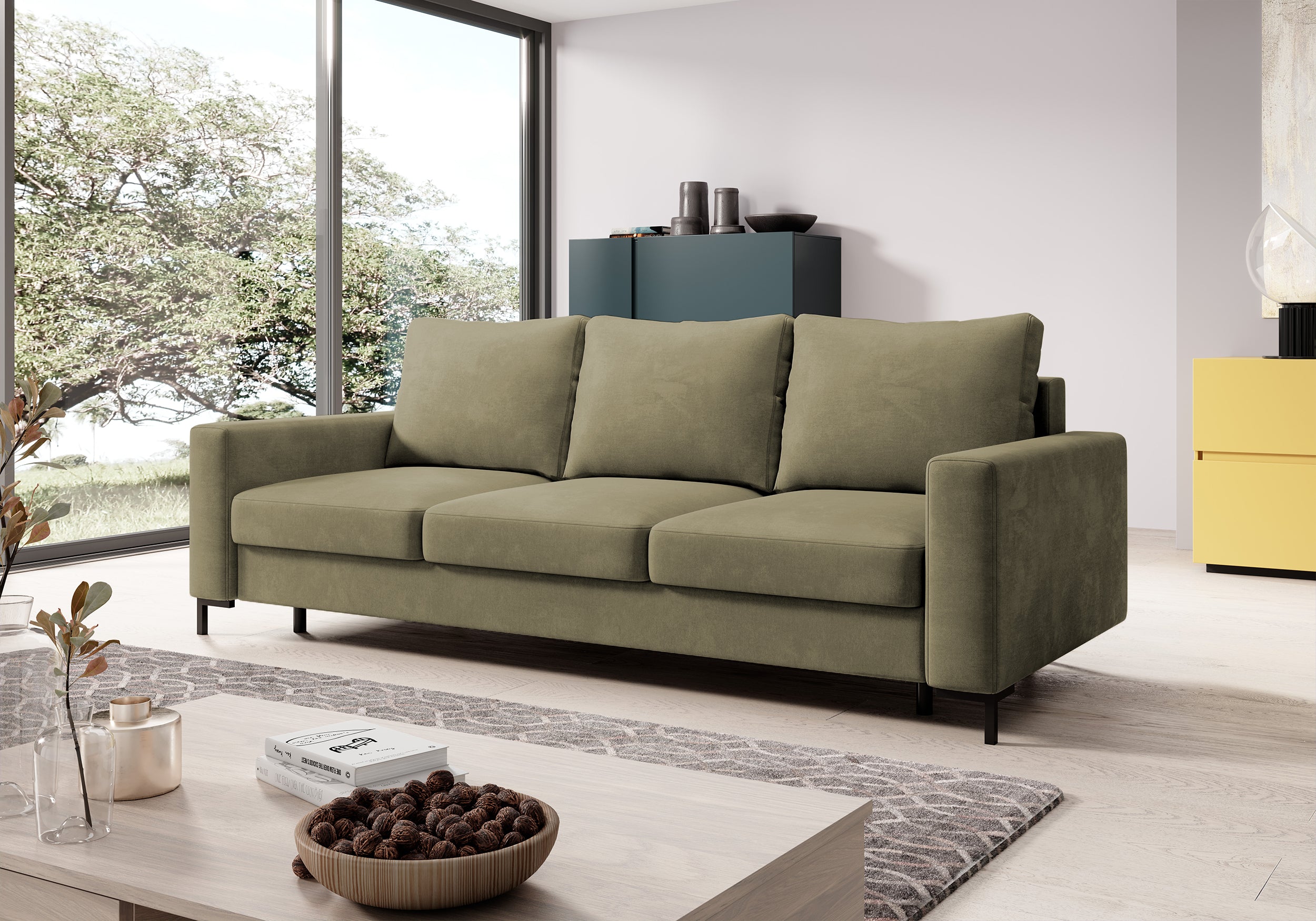 selsey-mokpeo-dreisitziges-ausklappbares-sofa-mit-stauraum-dunkelbeige-samtvelou image 2