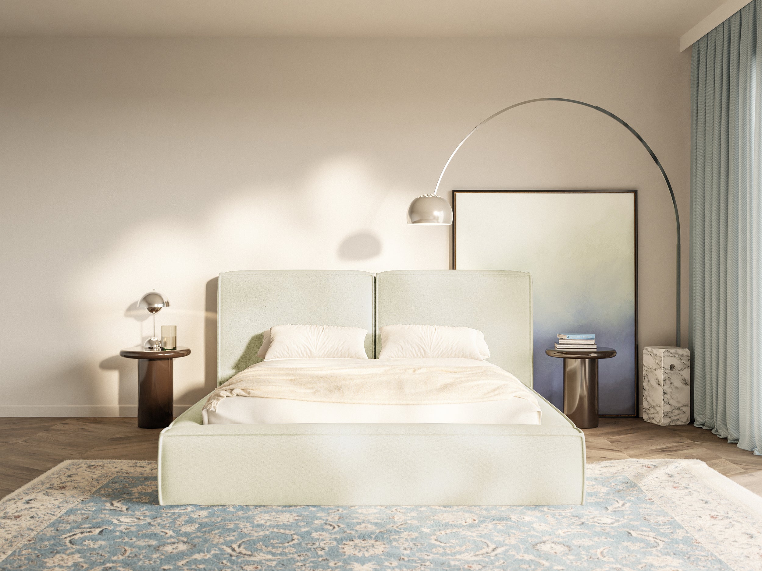selsey-tilves-polsterbett-140x200-cm-creme-chenille-stauraum-metalllattenrost image 3