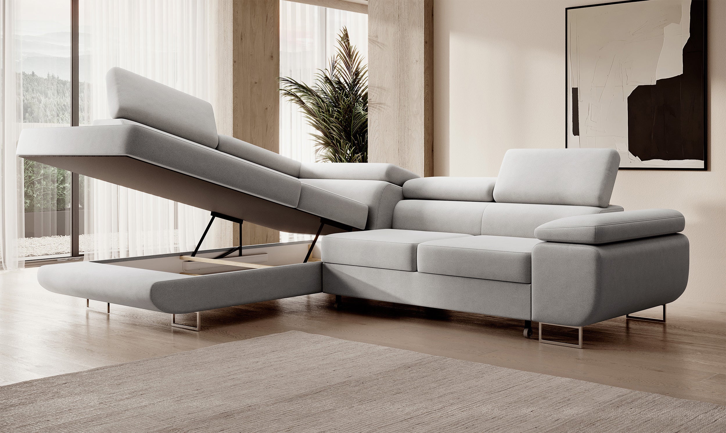 selsey-stevil-ecksofa-mit-schlaffunktion-l-form-links-mit-stauraum-grauer-samt image 4