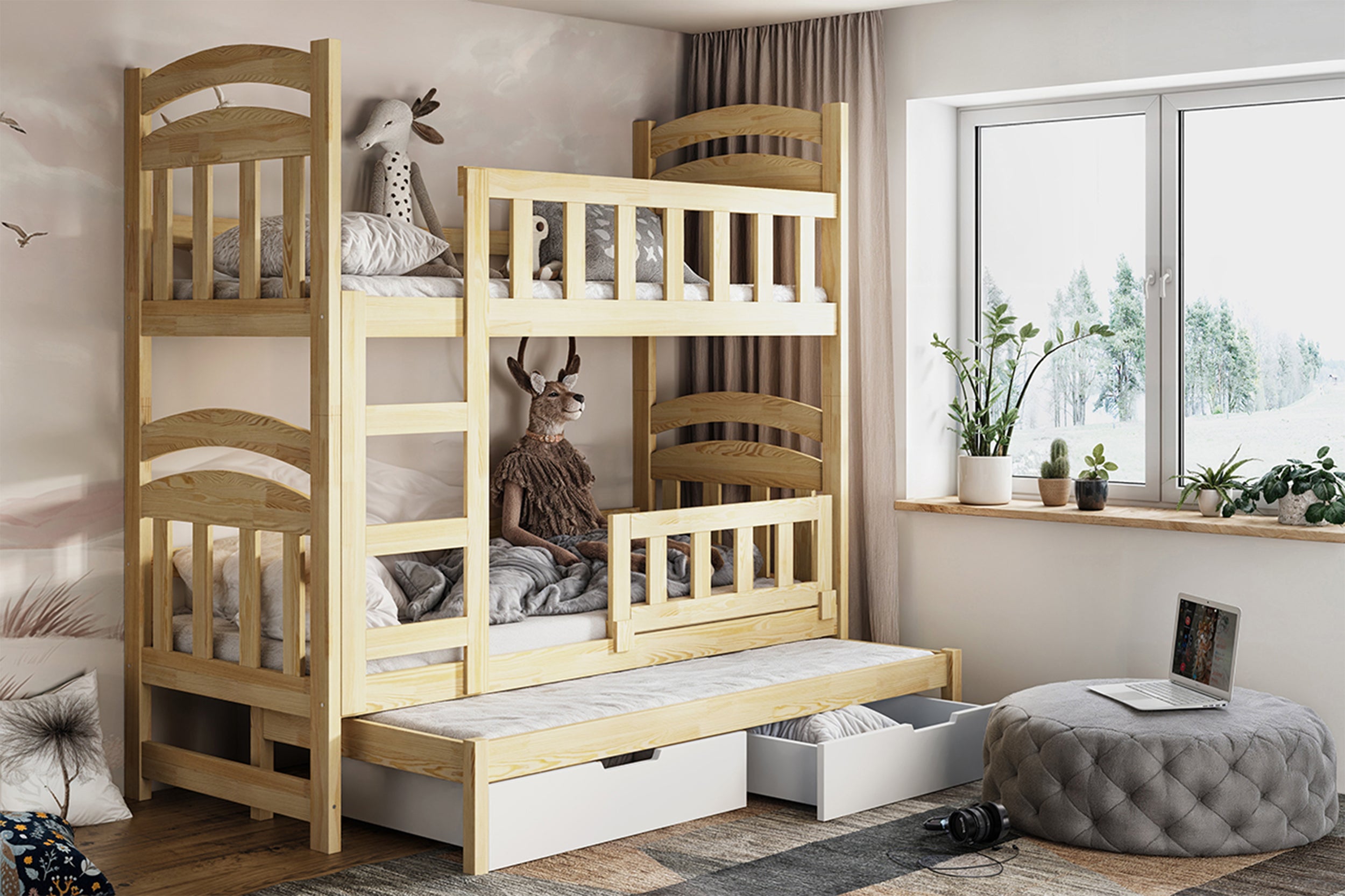 selsey-dopio-etagenbett-75x180-cm-dreist-ckig-mit-matratzen-schubladen-kiefer image 3