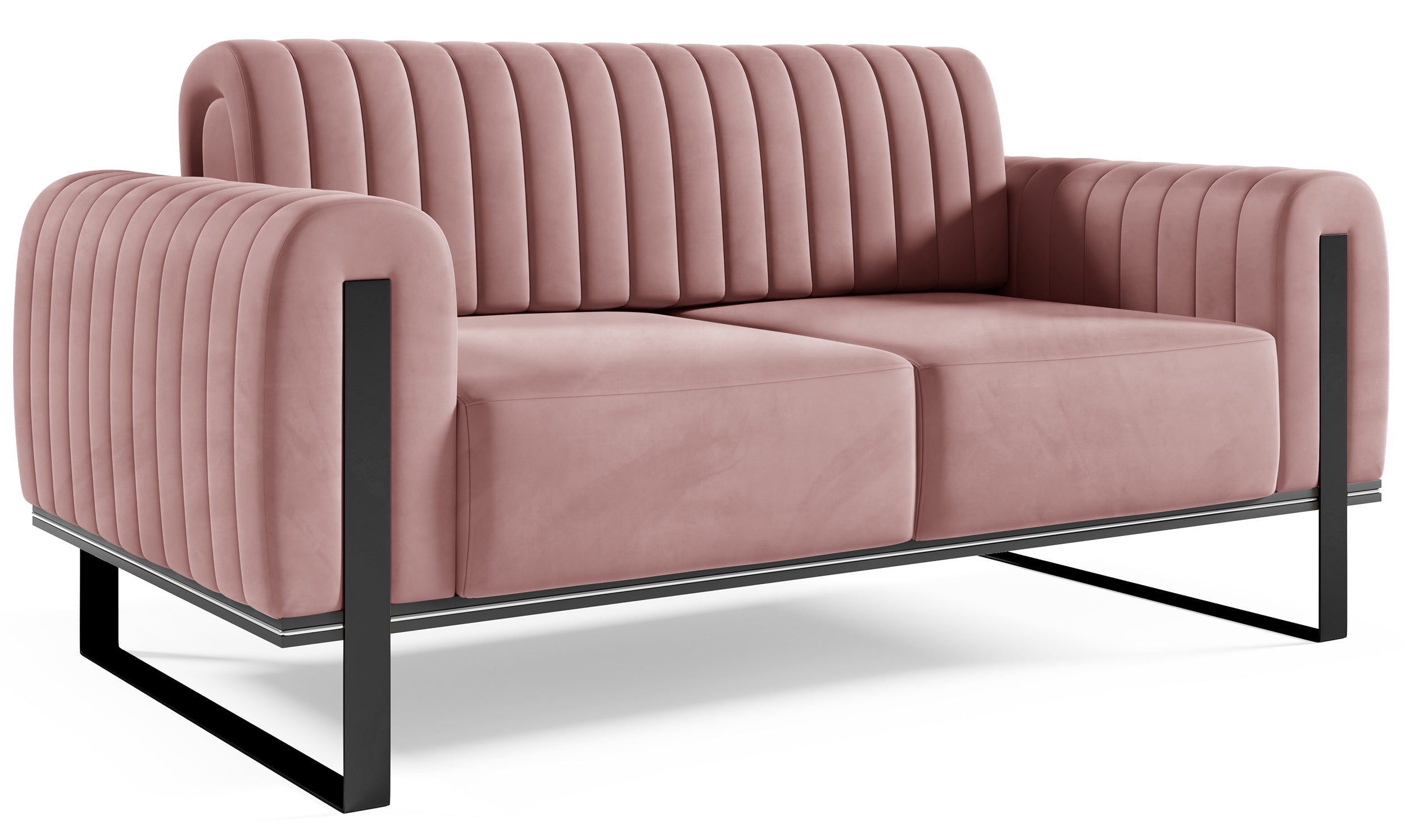 selsey-parissa-zweisitzer-sofa-rosa-samt-schwarze-beine image 4