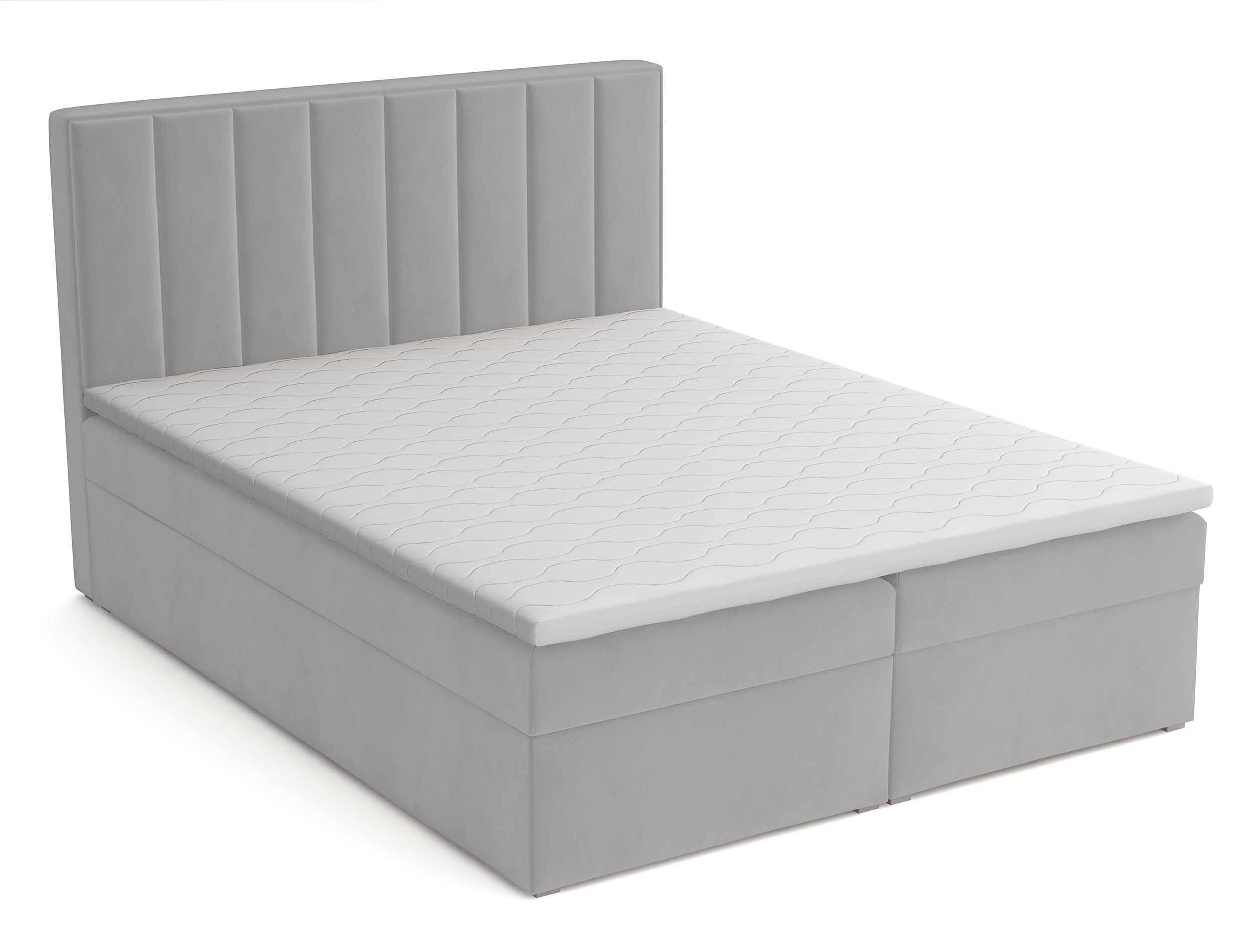 selsey-rinus-kontinentales-bett-boxspringbett-160x200-cm-hellgrauer-samt-mit-sta image 1