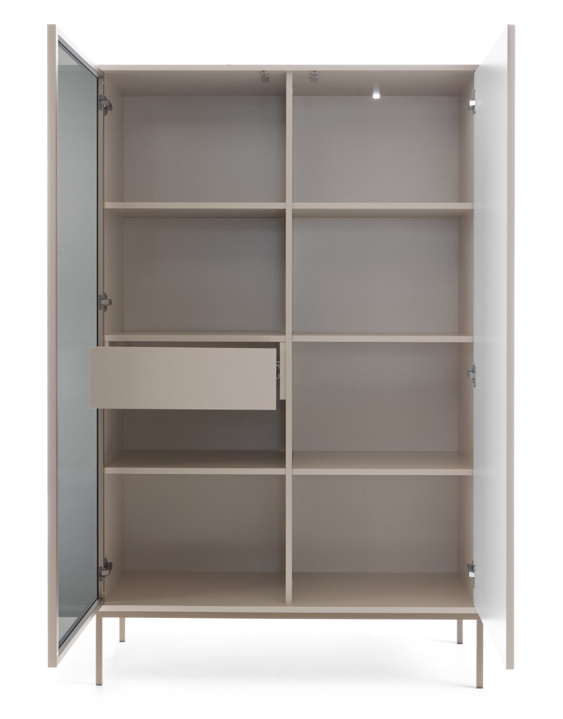 selsey-tosena-hohe-vitrine-104-cm-mit-zwei-t-ren-schublade-und-led-kaschmir image 6