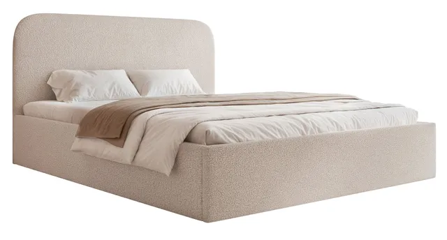 selsey-gepolstertes-bett-sonvivo-140x200-cm-mit-bettkasten-grau-beiger-boucl-met image 1