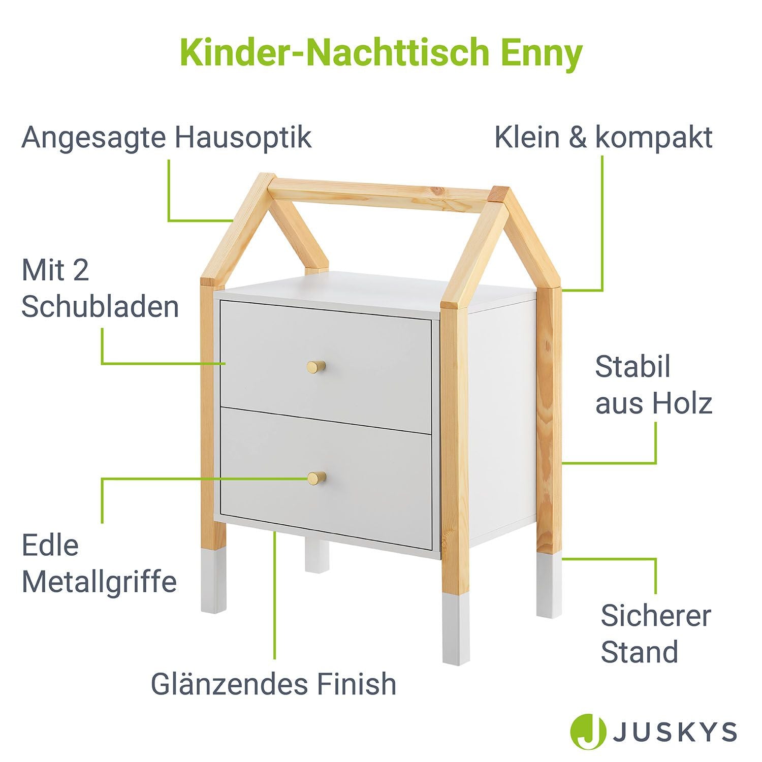 juskys-kinder-nachttisch-enny-hausdesign-2-schubladen-wei image 3