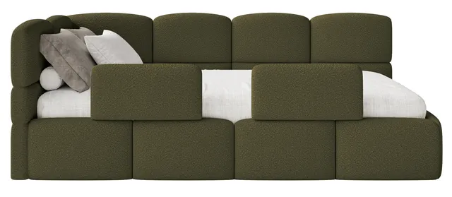 selsey-cloudy-jugendbett-90x200-cm-links-mit-stauraum-olivgr-ner-boucl-bezug image 1
