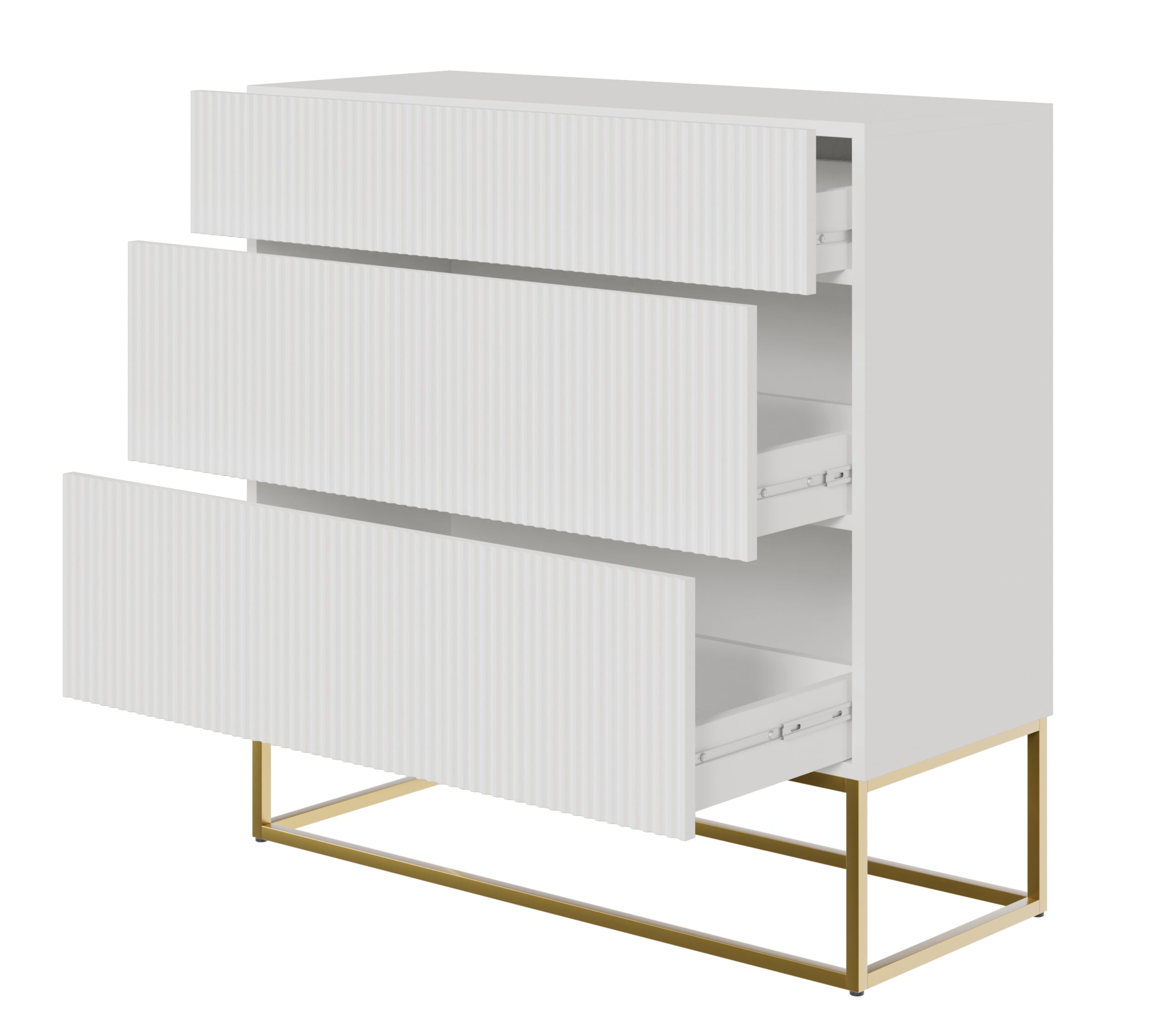 selsey-veldio-kommode-90-cm-mit-3-schubladen-und-gefr-ster-front-wei-mit-goldene image 1