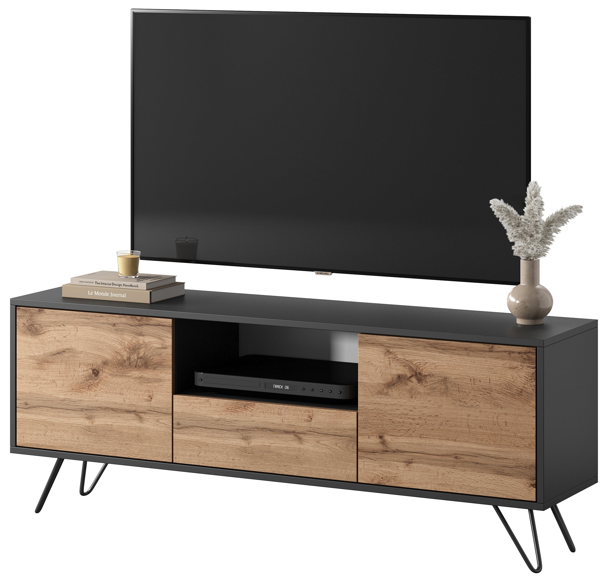 selsey-tv-schrank-ploystea-137-cm-schwarz-wotan-eiche image 3