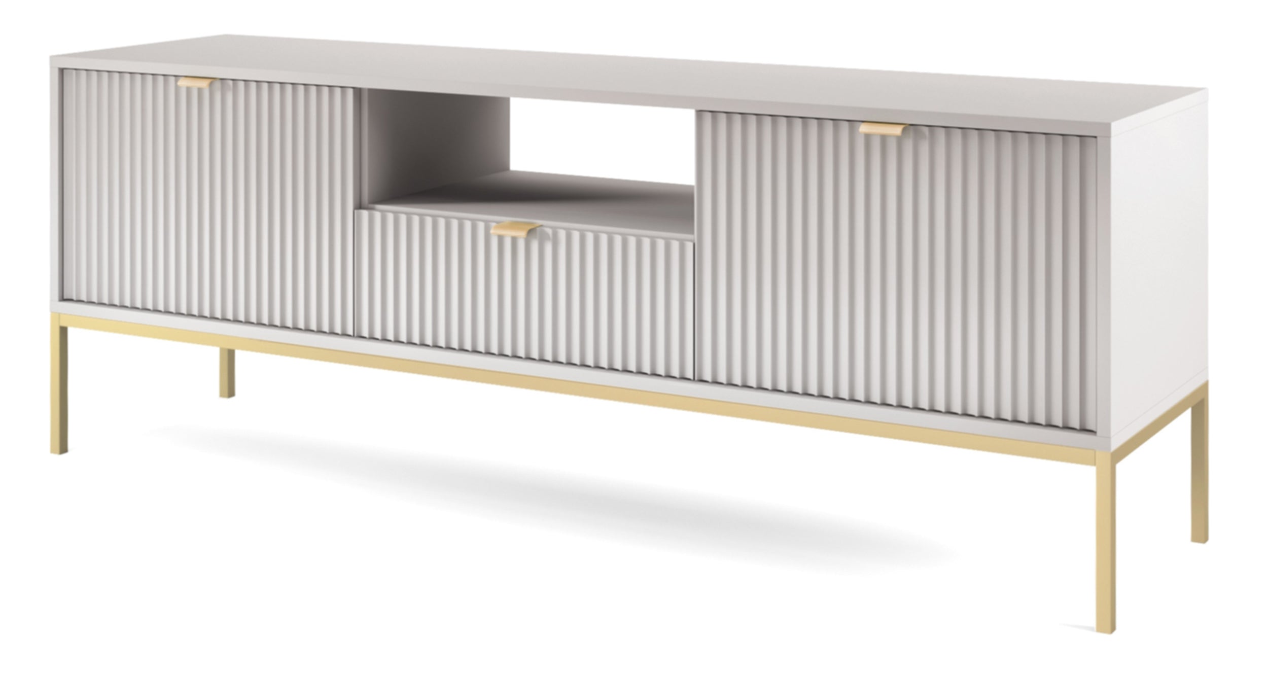selsey-vellore-tv-schrank-154-cm-grau-gerillte-fronten-goldenes-gestell image 1