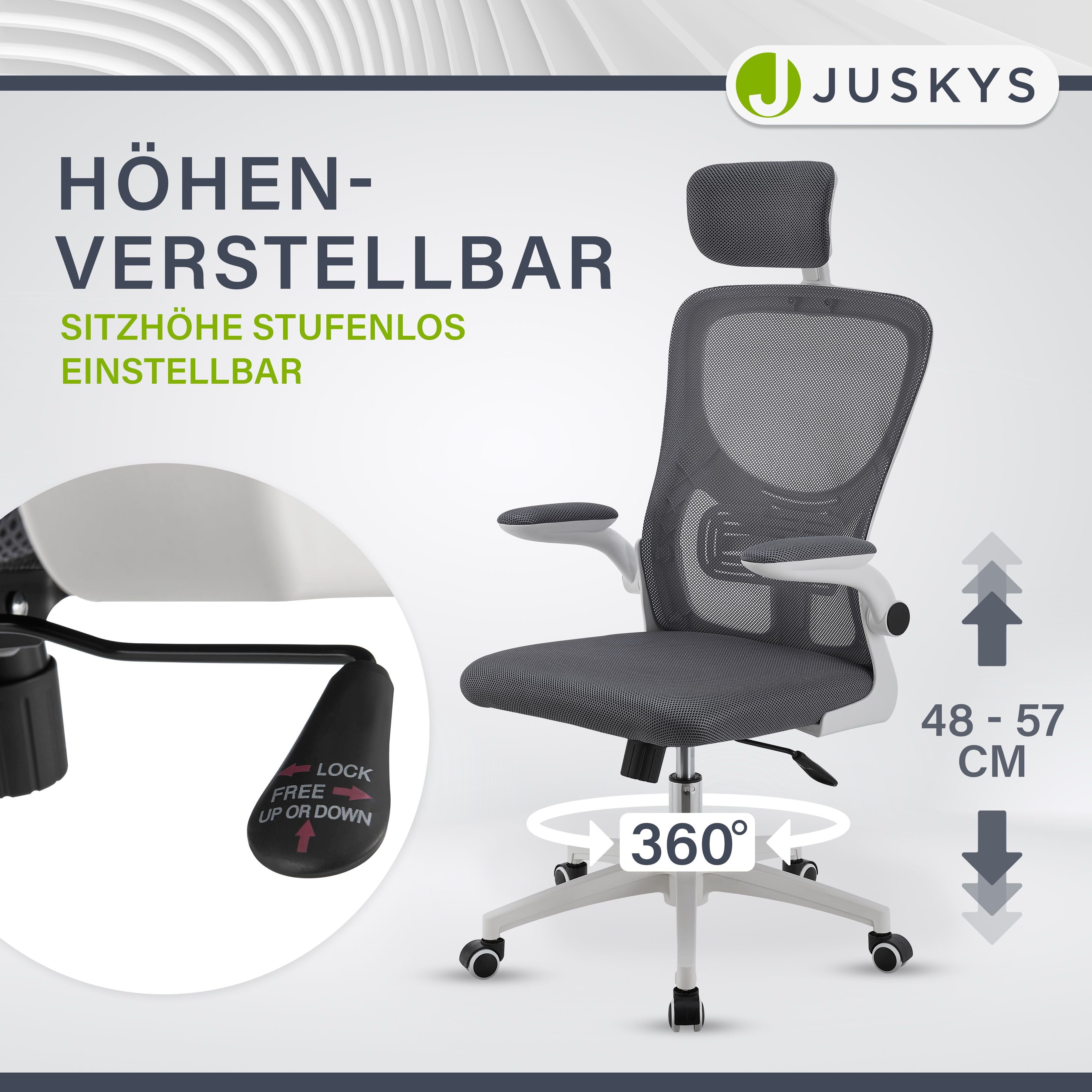 juskys-b-rostuhl-baltimore-grau-wei-ergonomischer-schreibtischstuhl image 5
