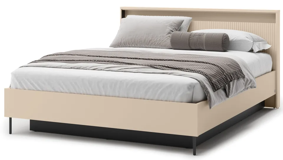 selsey-trend-bett-160x200-cm-geriffelt-mit-stauraum-und-beleuchtung-sandbeige-sc image 1