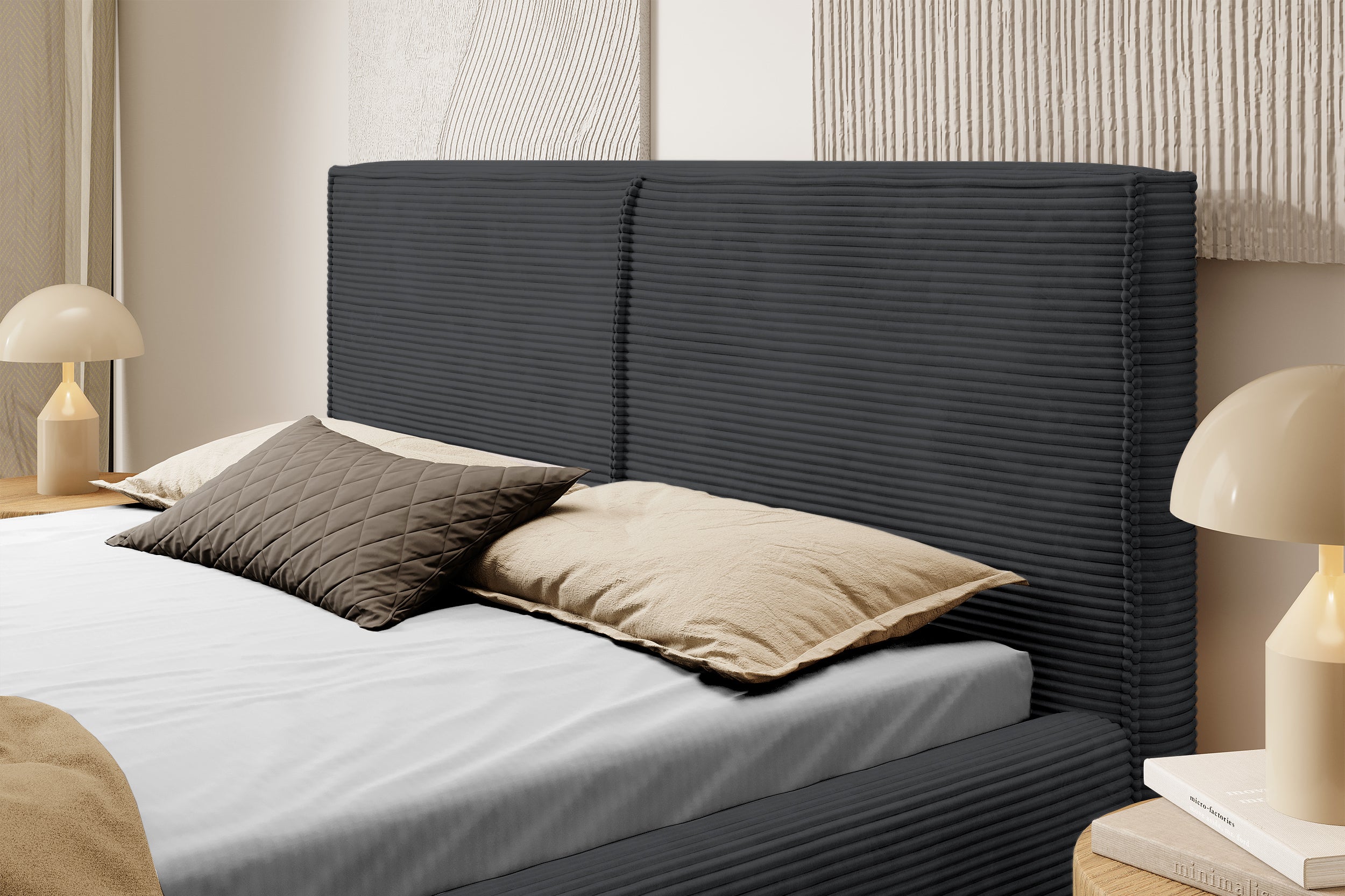 selsey-farese-gepolstertes-bett-140x200-cm-mit-stauraum-dunkelgrauer-cord image 4
