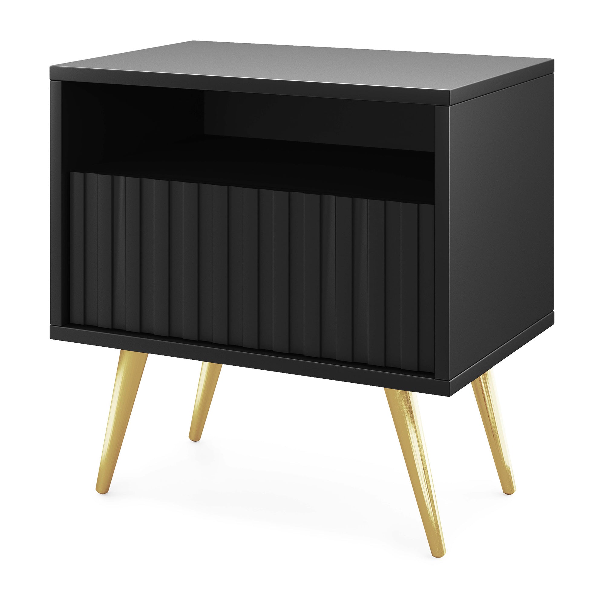 selsey-bello-nachttisch-mit-schublade-und-lamellenfront-schwarz-mit-goldenen-bei image 1