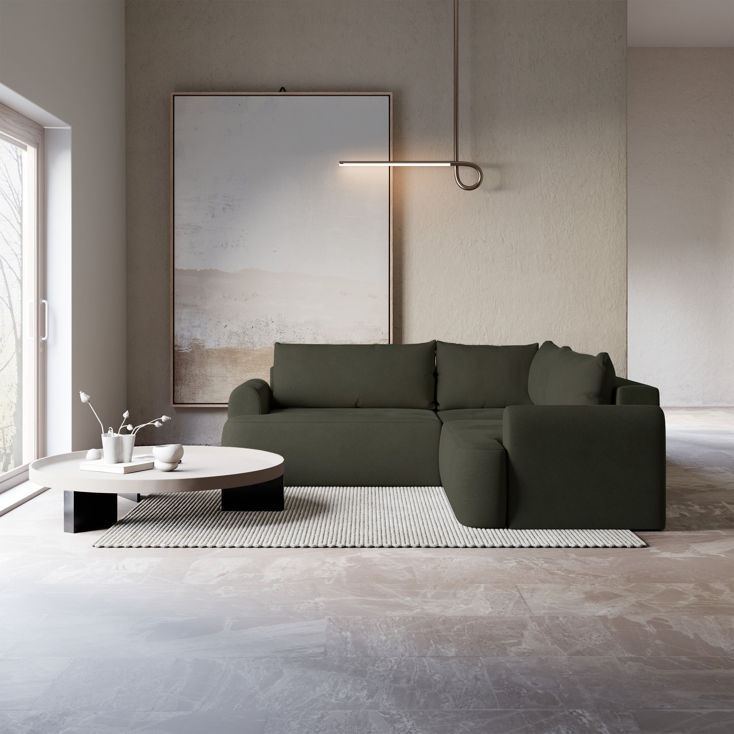 selsey-ovo-ecksofa-l-form-mit-schlaffunktion-olivgr-n-samt-universell image 2