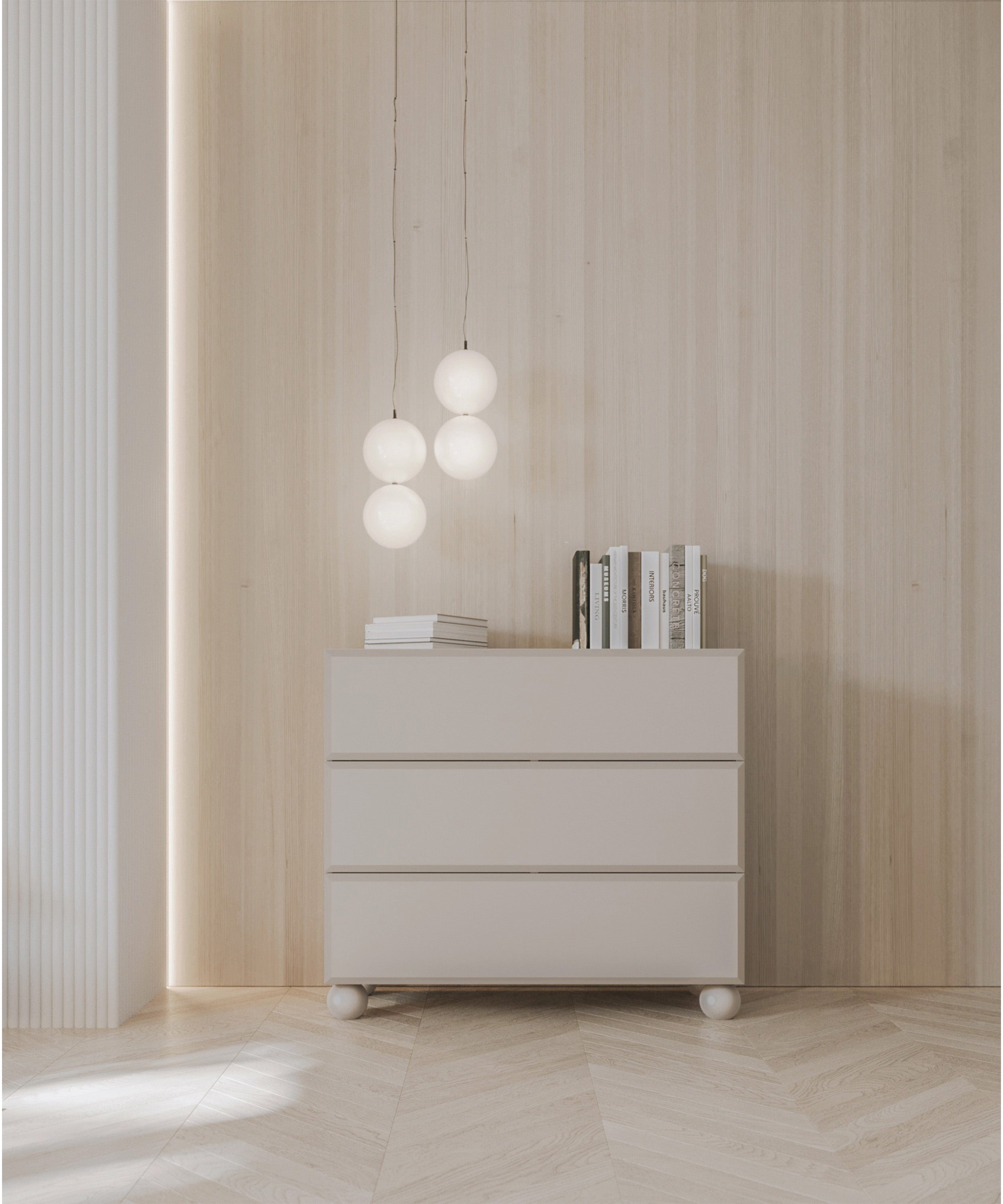 selsey-chocolated-kommode-100-cm-mit-3-schubladen-sandbeige-kugelbeine image 4