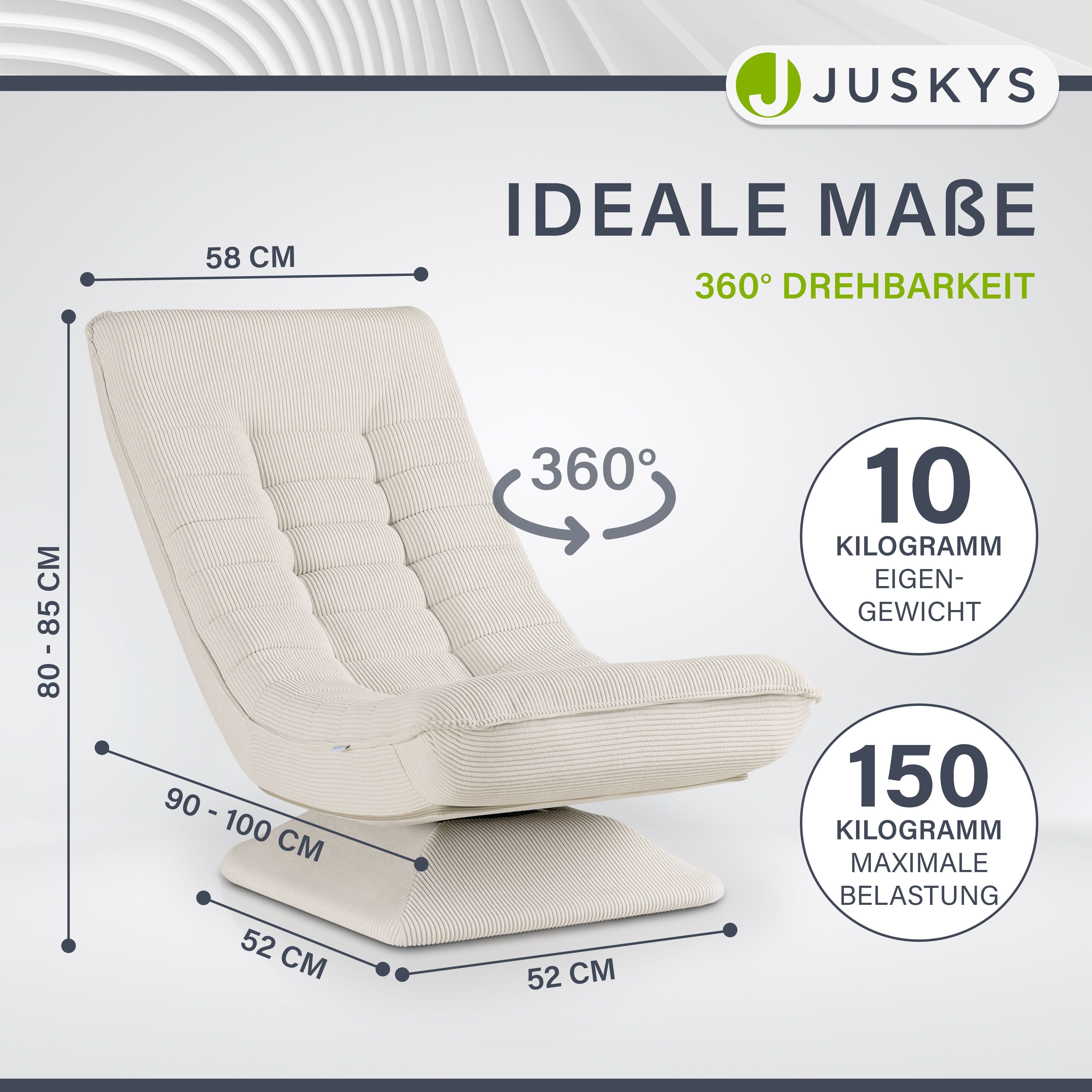 juskys-relaxsessel-korsika-mit-cord-beige-360-drehstuhl image 3